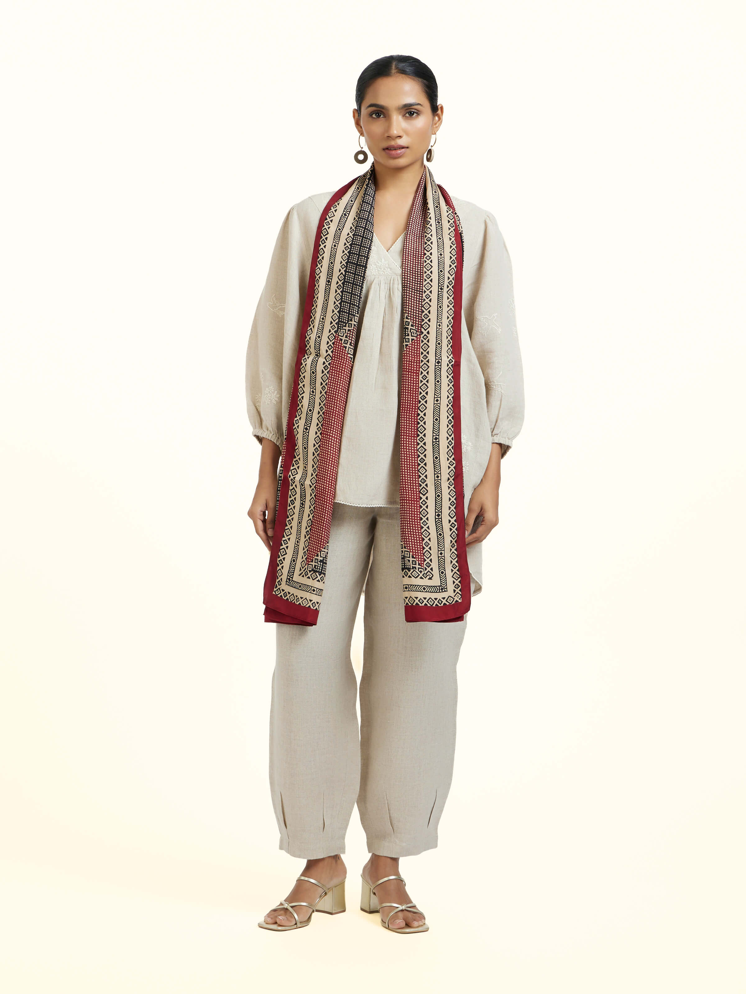 Rust Silk Bagh Hand Block Printed Stole