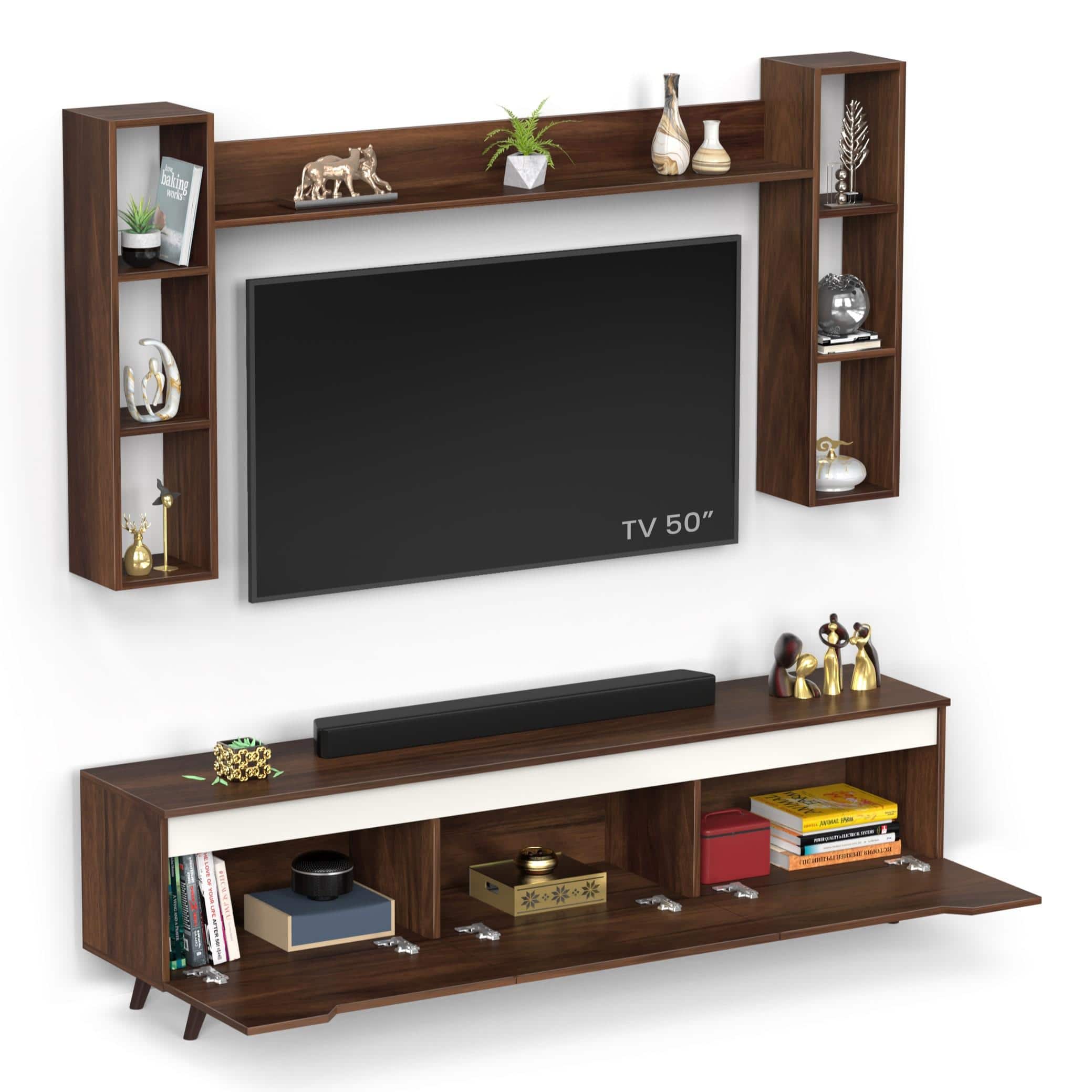 Blesky Miltra Tv Entertainment Unit Set Top Box In Brown Maple Finish