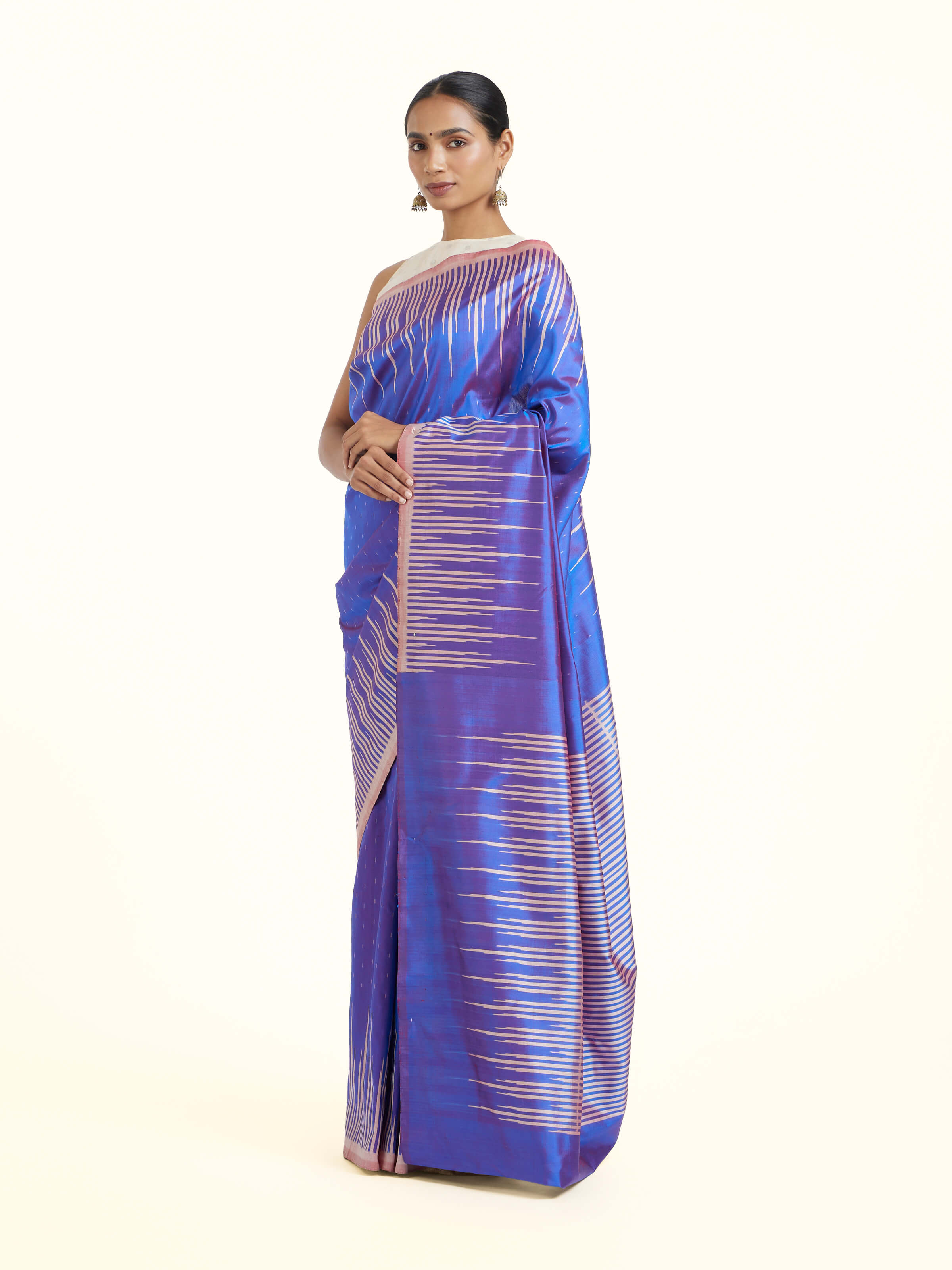 Blue Pochampally Single Ikat Saree