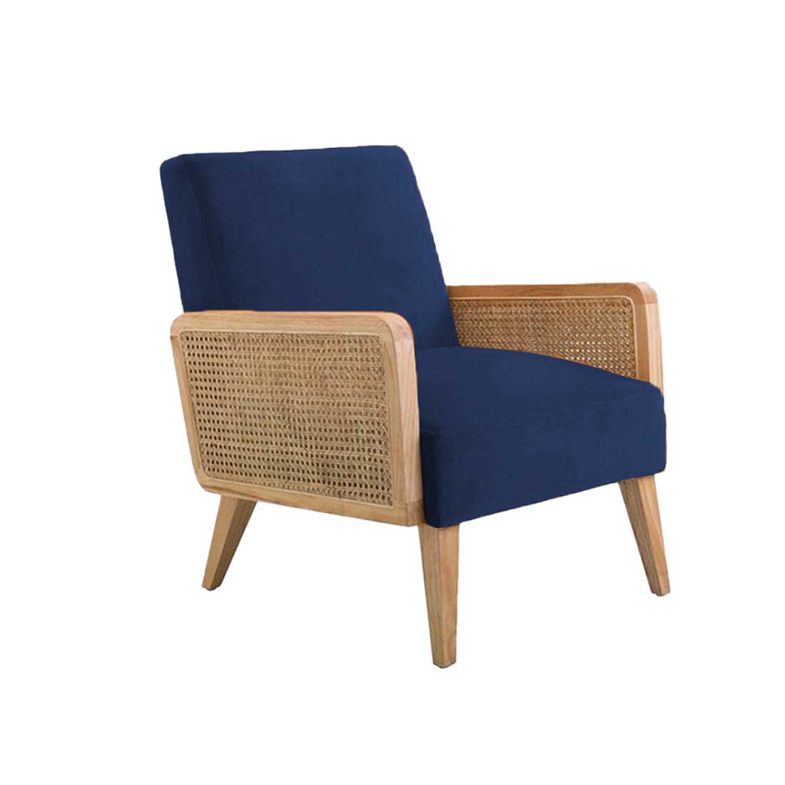 Evant Solid Wood Accent Chair in Navy Blue Colour - Home Lifestylez