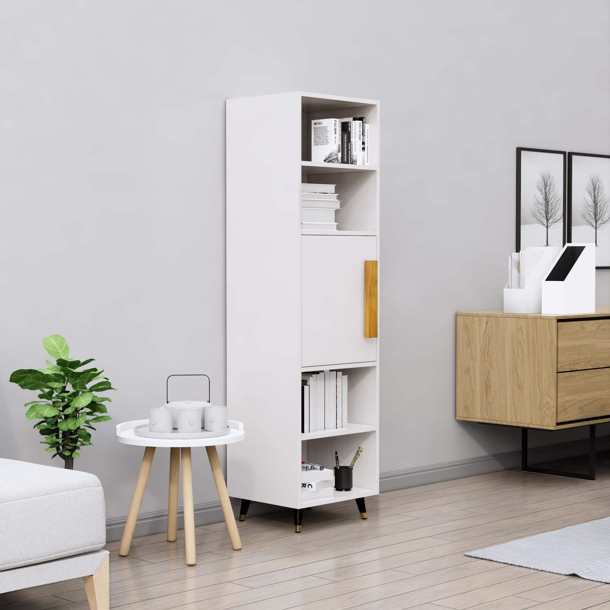 Hexa Engineered Wood Bookshelf Multipurpose Wooden Storage Rack in Frosty White Colour - HexaRed