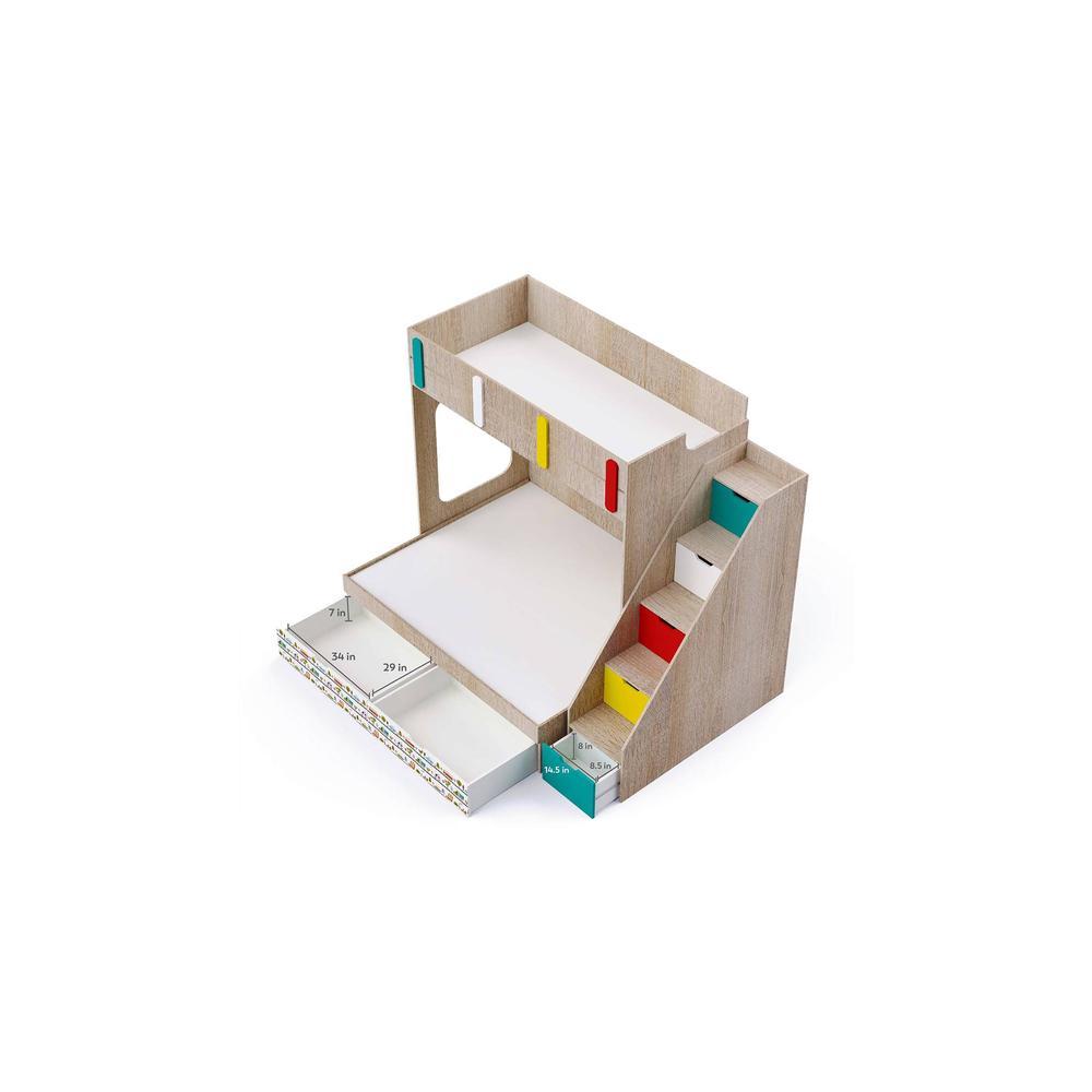 Pattern Dreams Bunk Bed with Storage in Oak Colour BKBB020