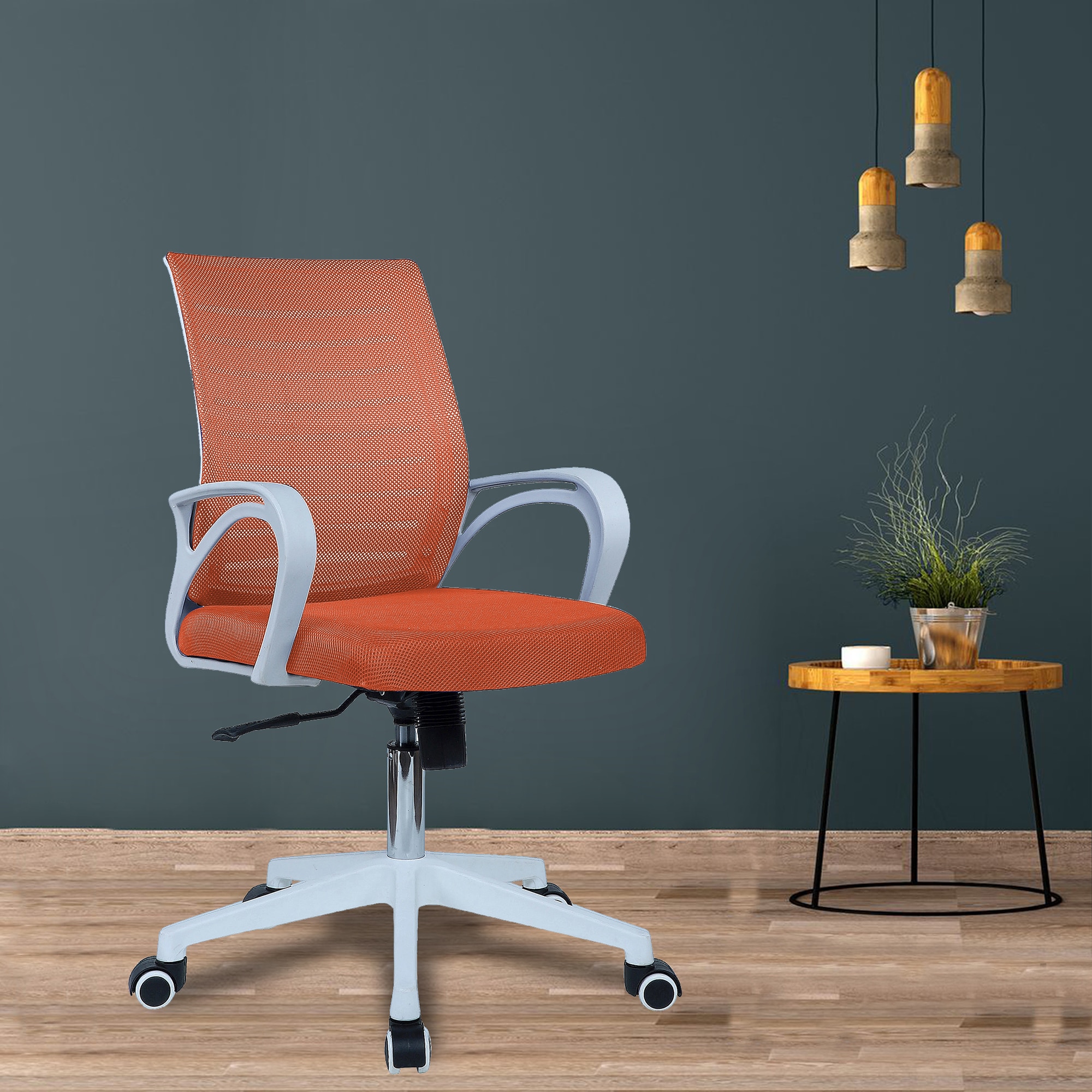 Mmarveal Mid Back Ergonomic Chair in Orange Colour