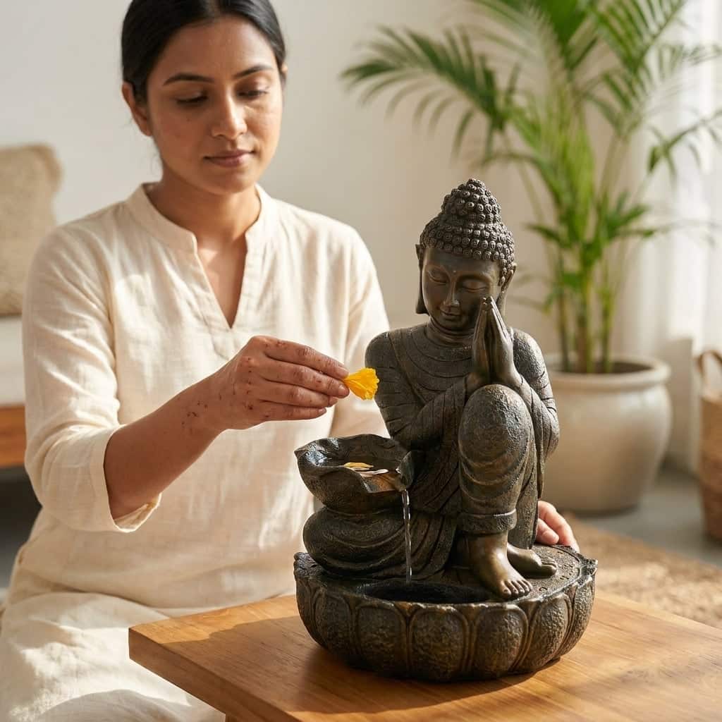 Water Fountain Serenity Buddha Water Fountain in Multicolor Colour - Vedas