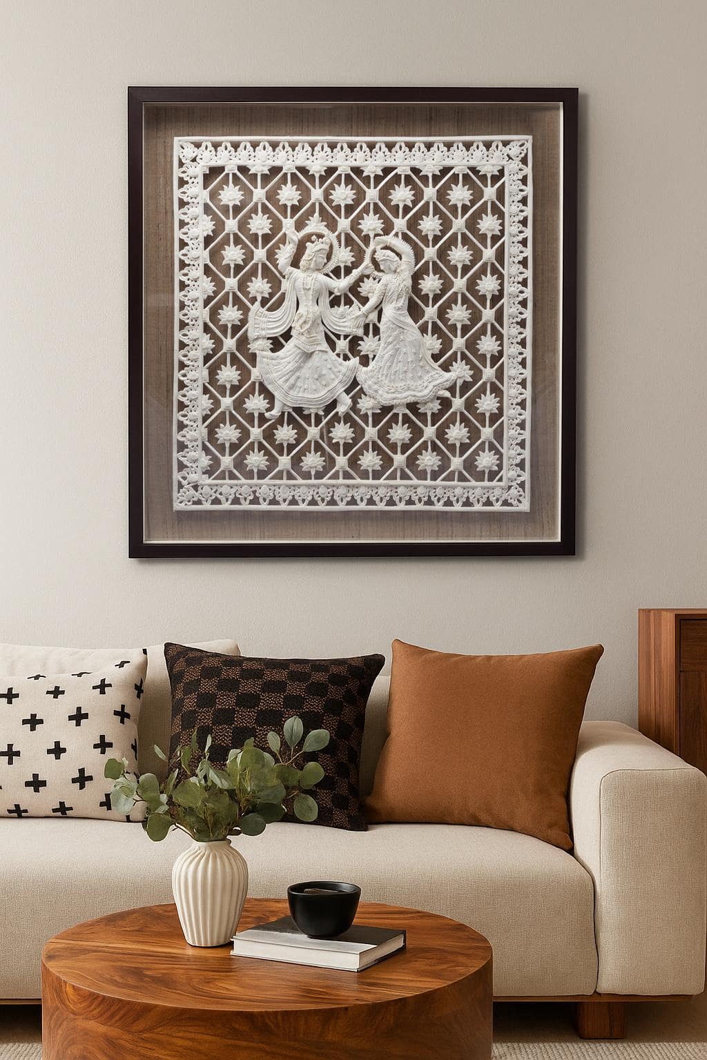 Sholapith Radha Krishna Wall Hanging