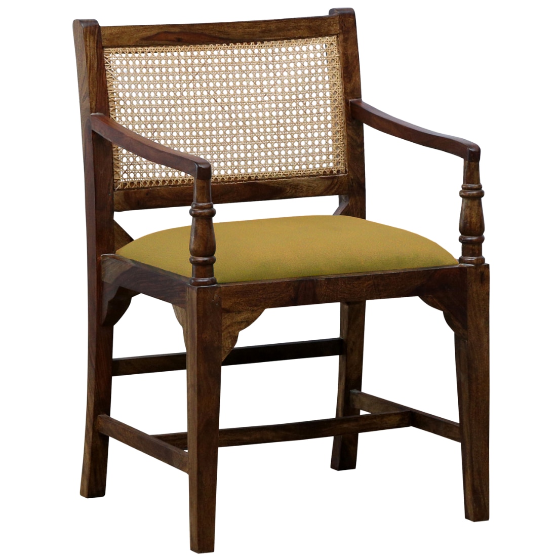 Provincial Cane & Suede Yellow Accent Chair