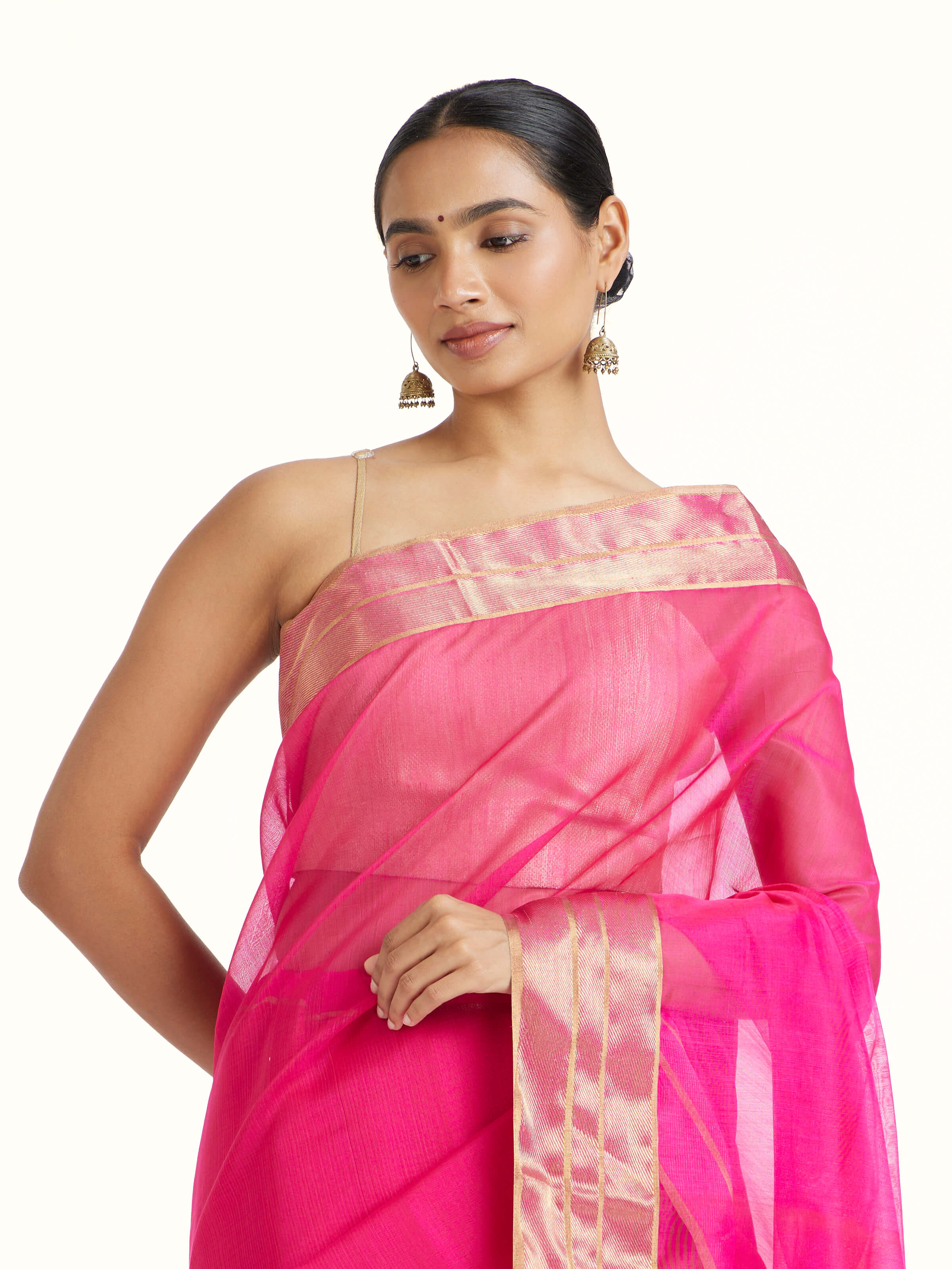 Pink Mulberry Silk Chanderi Saree