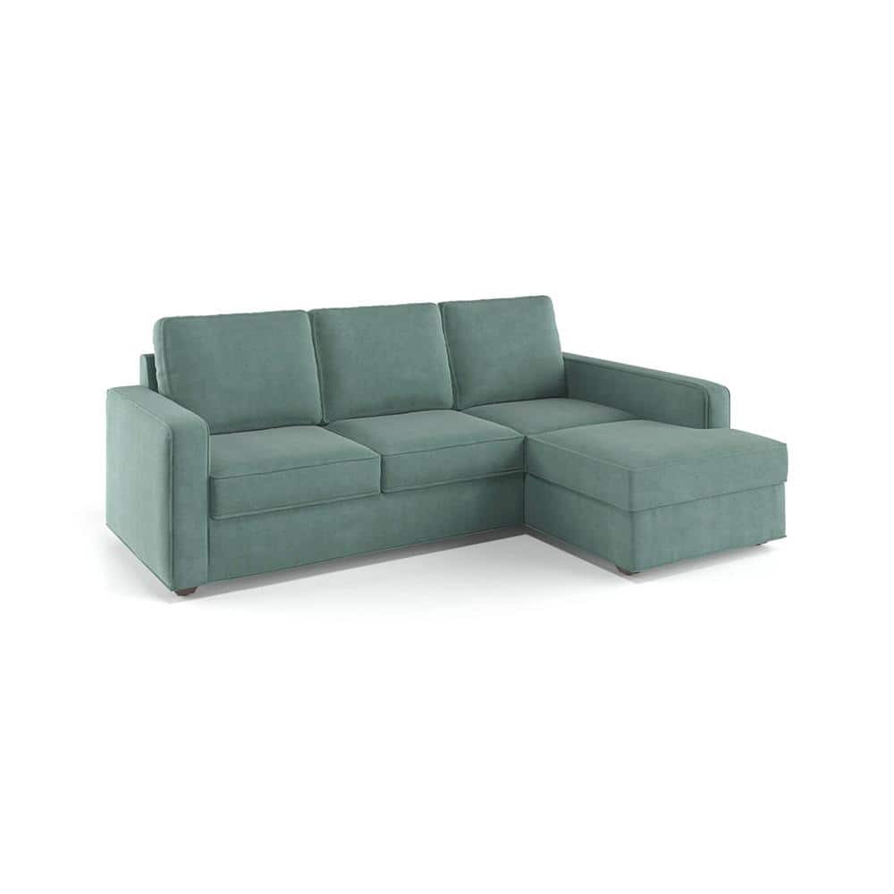 Apollo Sofa (Colour : Dusty Turquoise Velvet, Cushion : Soft, Back Type : Regular, Seating Capacity : Right Aligned 2 Seater + Right Aligned Chaise)