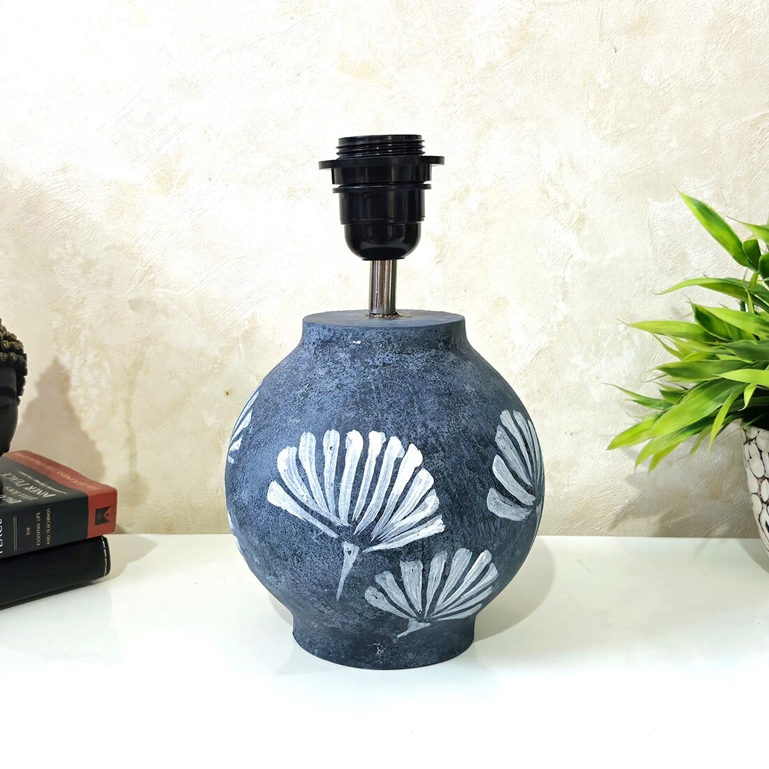 Matka Stone Grey Beige Wooden Table Lamp in Grey