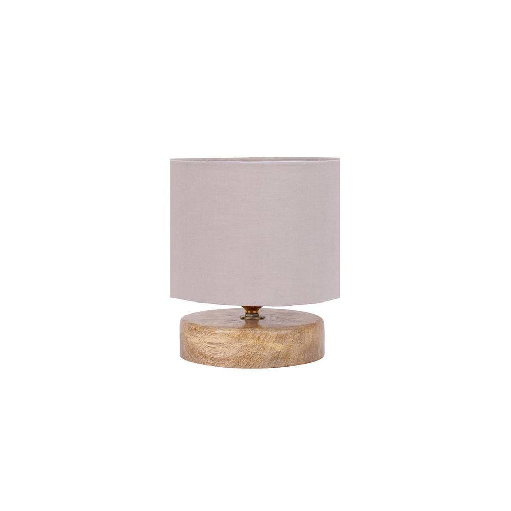 Alton Grey Fabric Shade Table Lamp with Natural Wooden Base