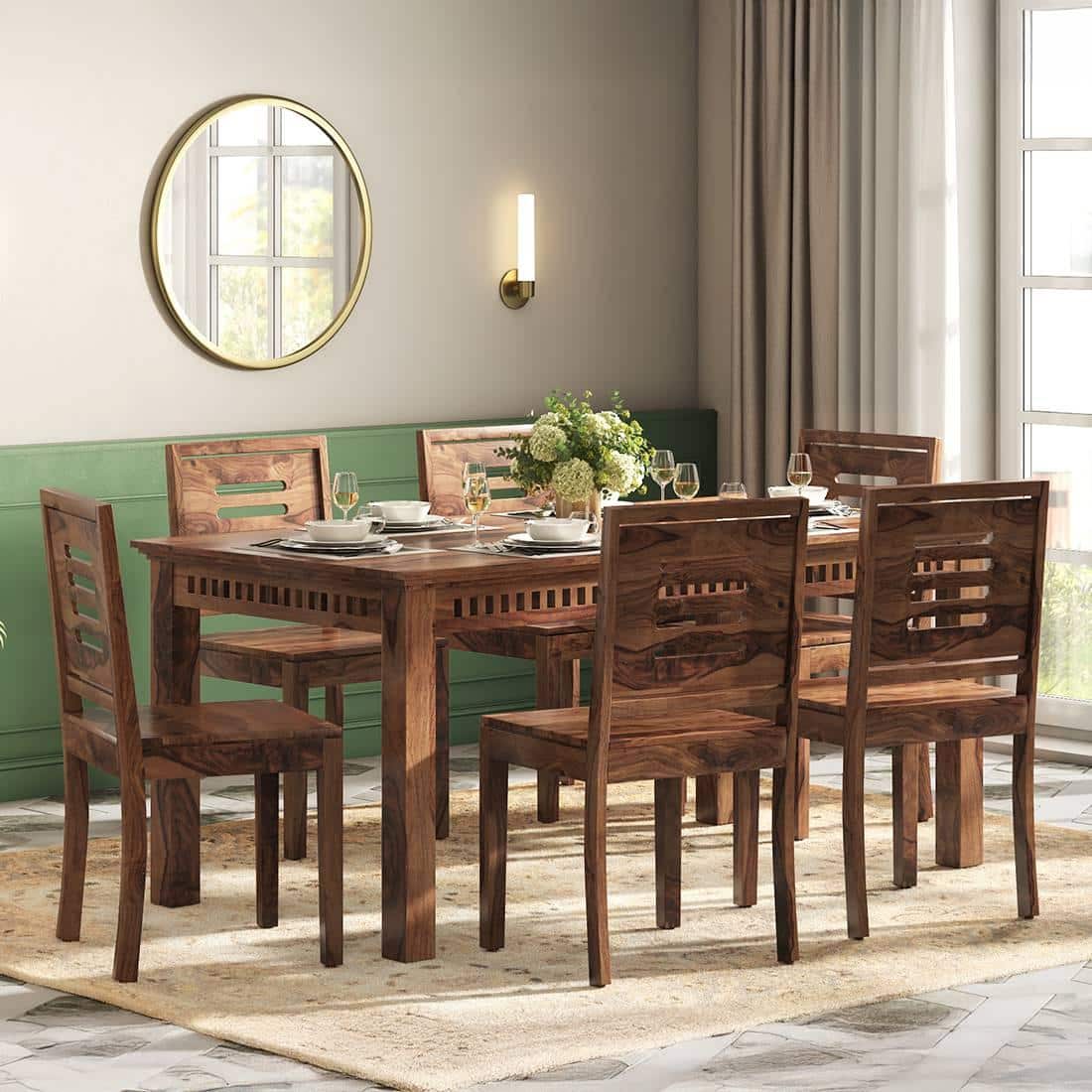 Fidora 6 Seater Dining Table With Set Of 6 Capra Dining Chairs