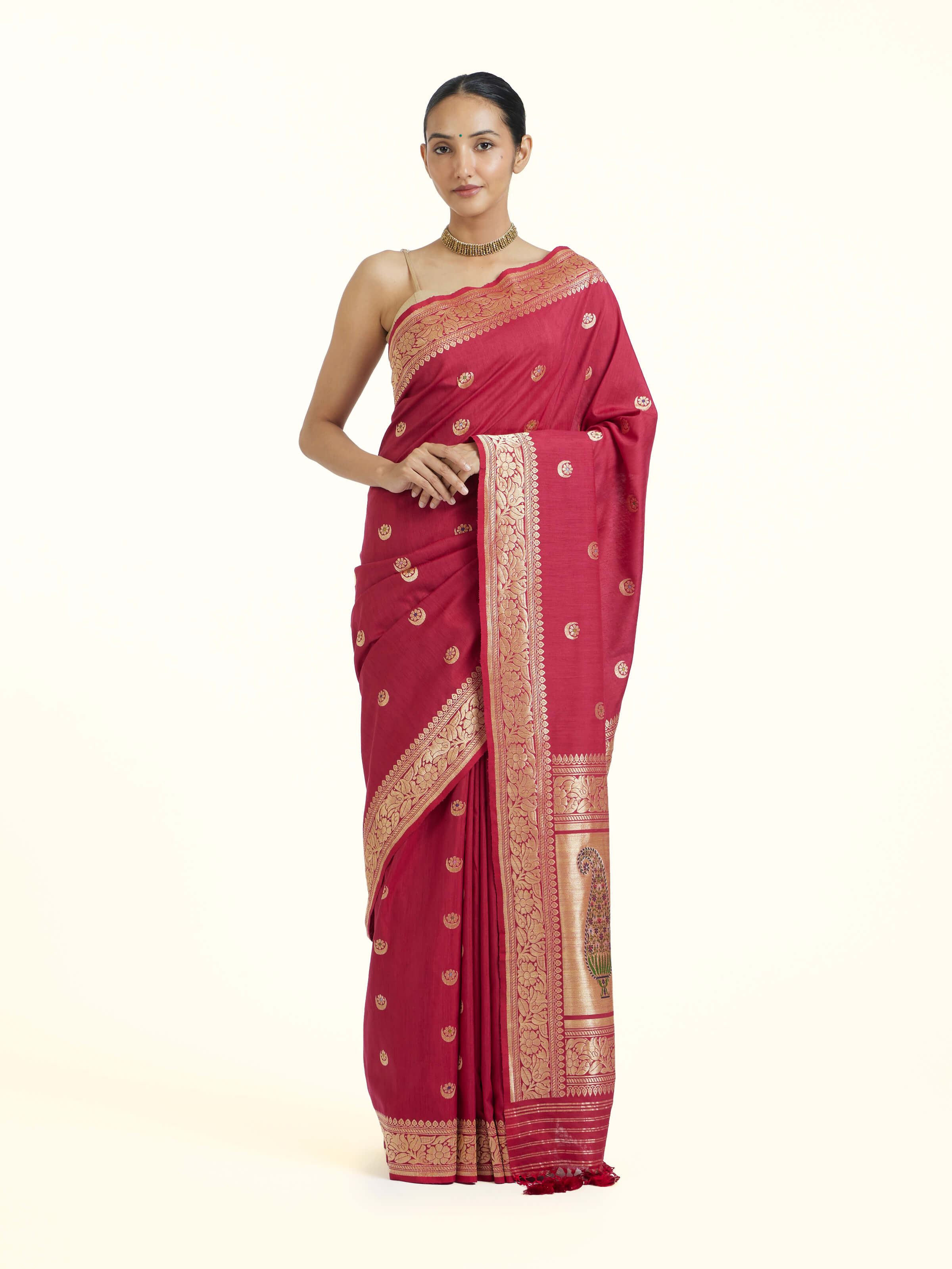 Pink Ashavali Brocade Silk Saree