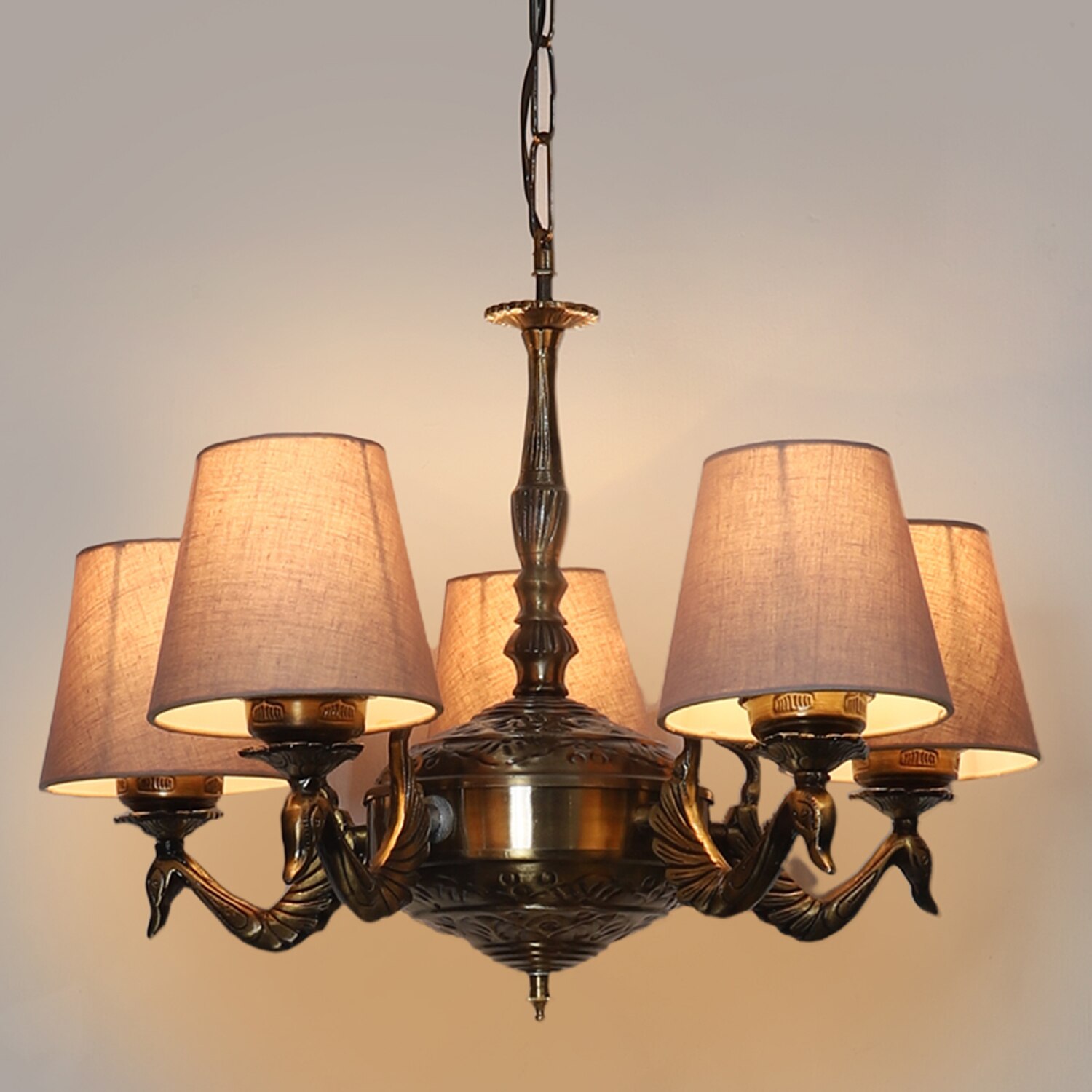 Devansh Gold Antique Wall Mounted Lamp With Beige Jute Shade