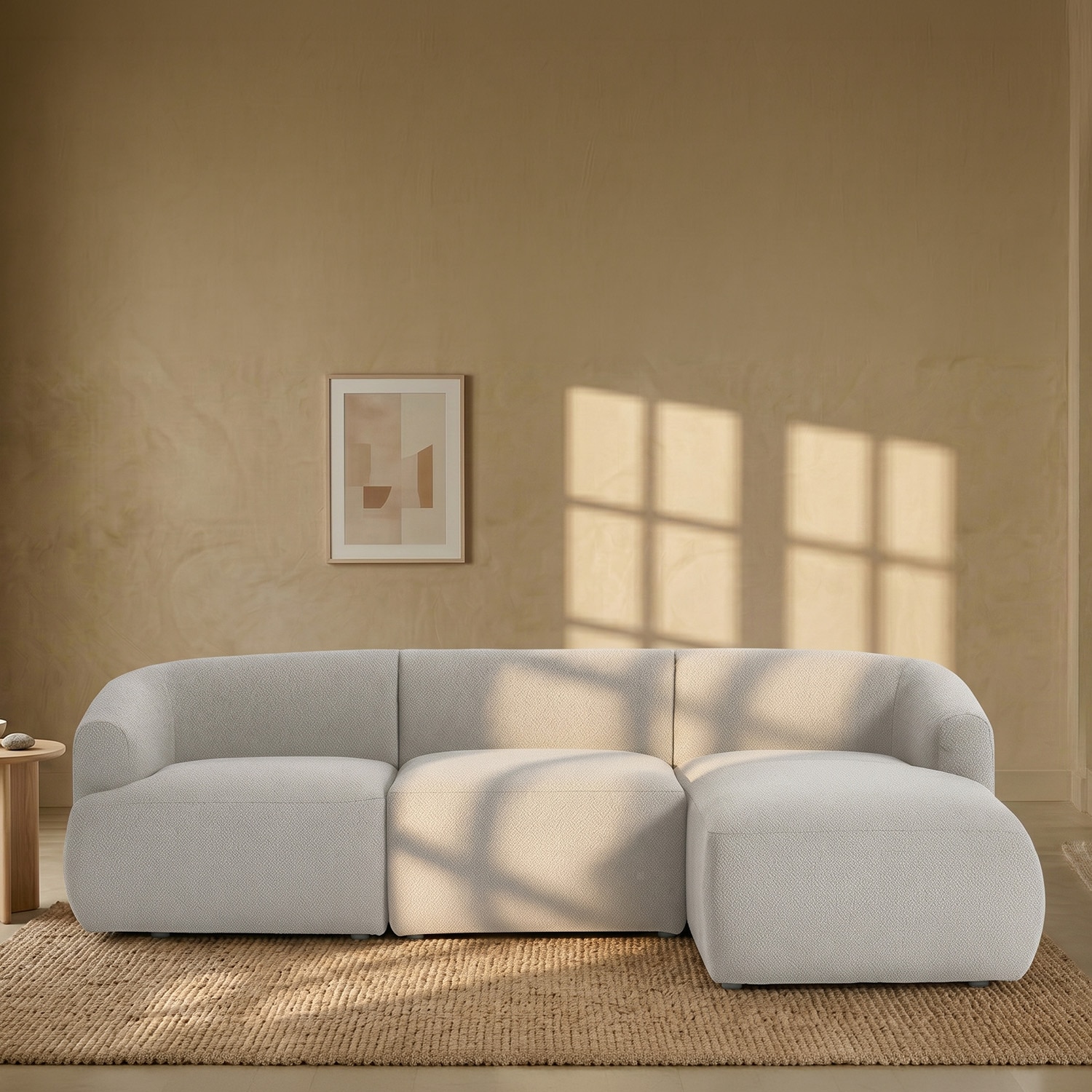 Zenliving Wood Left Aligned 3-Seater With Upholstery Non Storage Sofa In White Colour - Nestroots