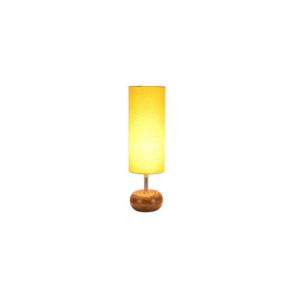 Maxine Yellow Fabric Shade Table Lamp with Natural Wooden Base