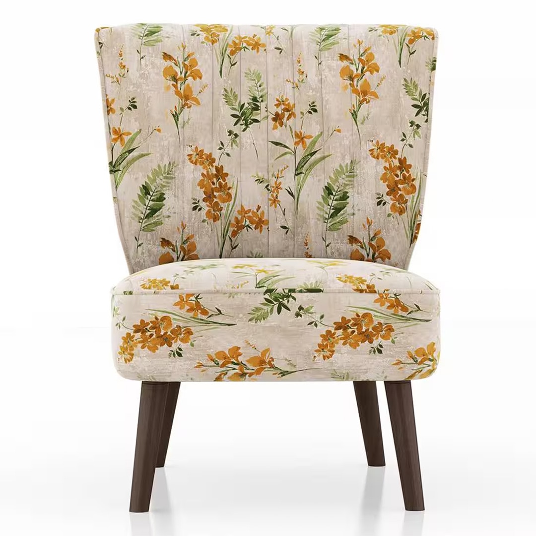 Grace Lounge Chair in Mustard Floral Colour