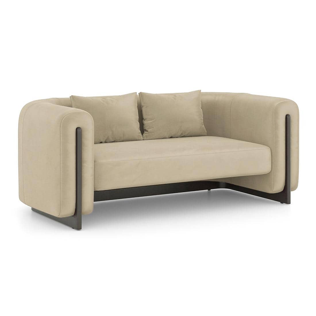 Reno Two Seater Fabric Sofa in Biscuit Velvet