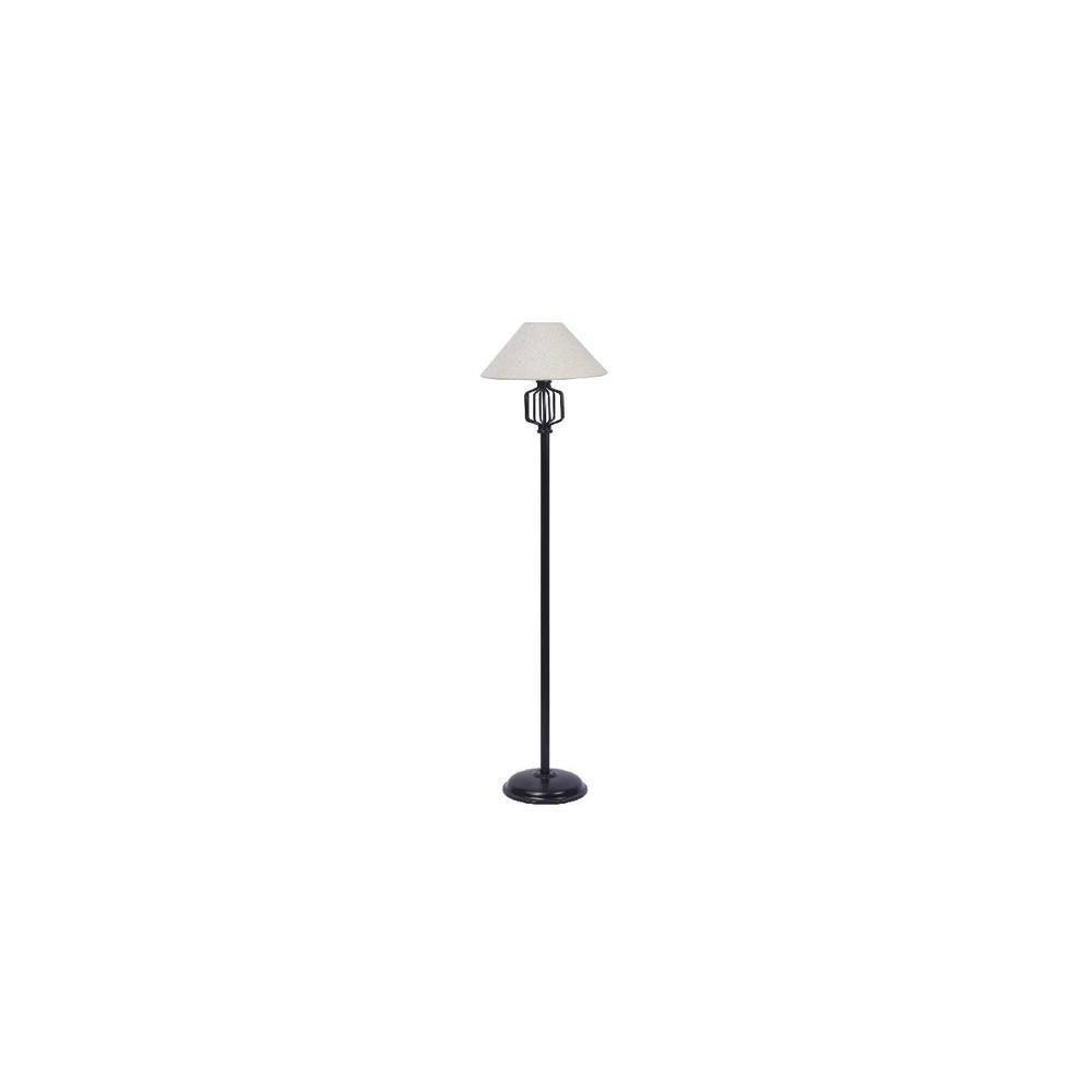 Magnolia White Natural Fiber Floor Lamp with Black Iron Base