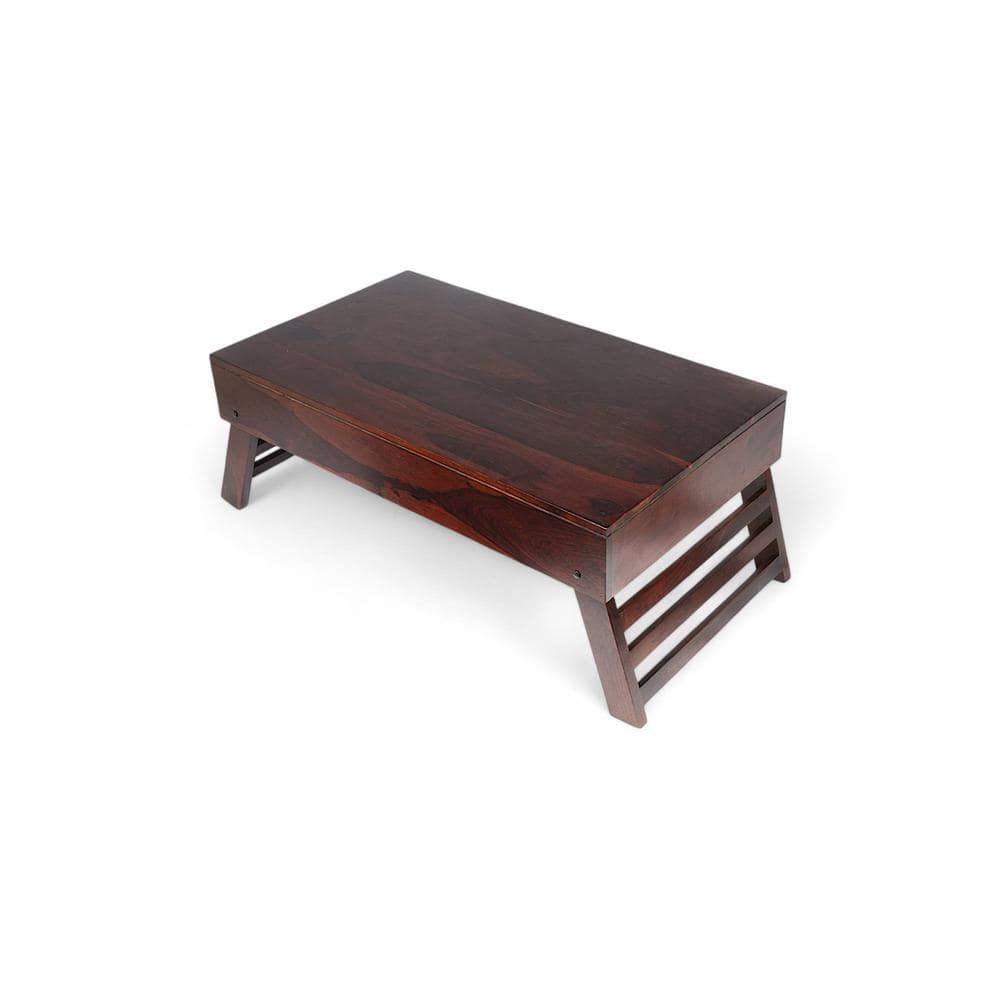 Kassel Sheesham Wood Coffee Table With Foldable Legs In Dark Walnut Finish
