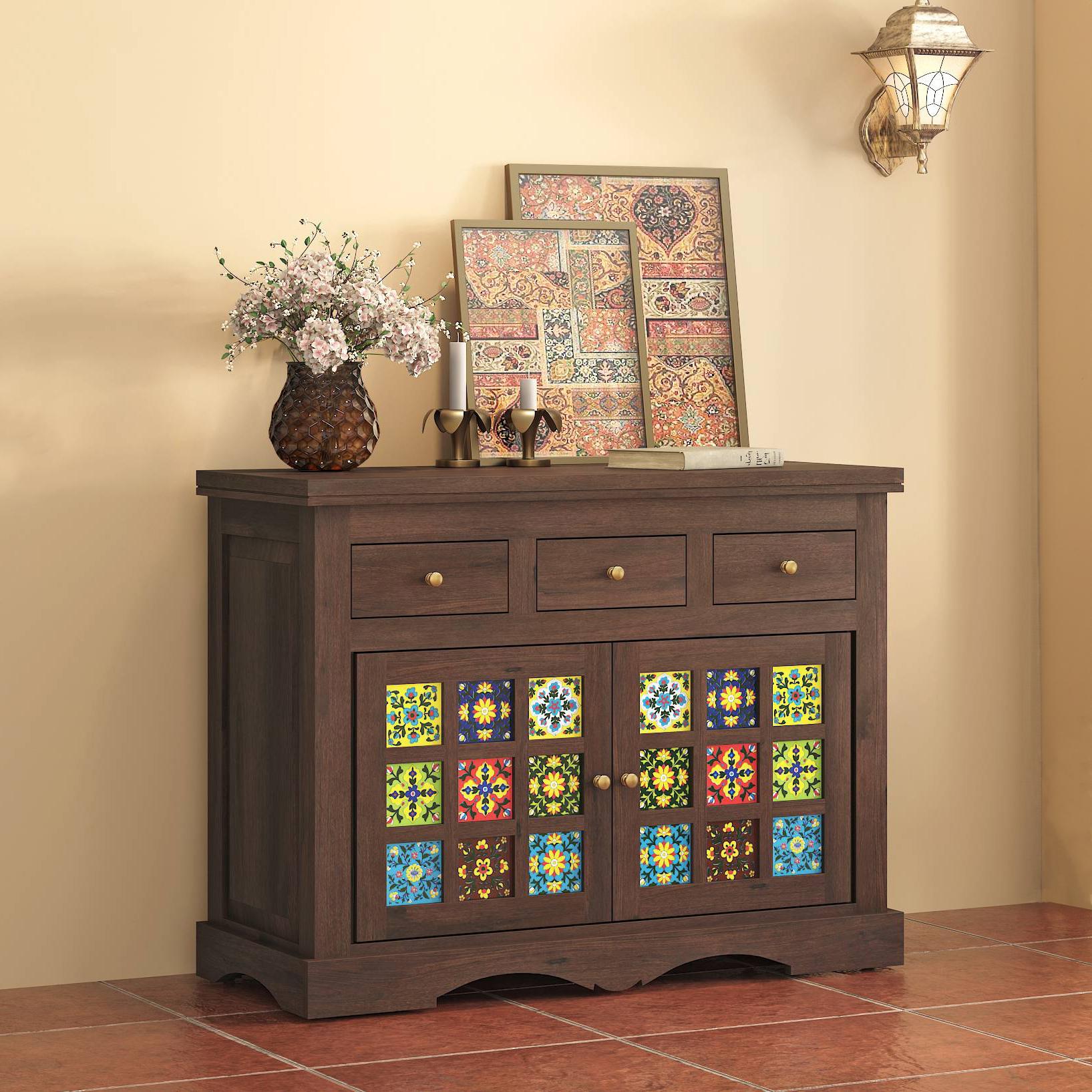Azul Solid Wood Sideboard in Brushed Walnut Finish