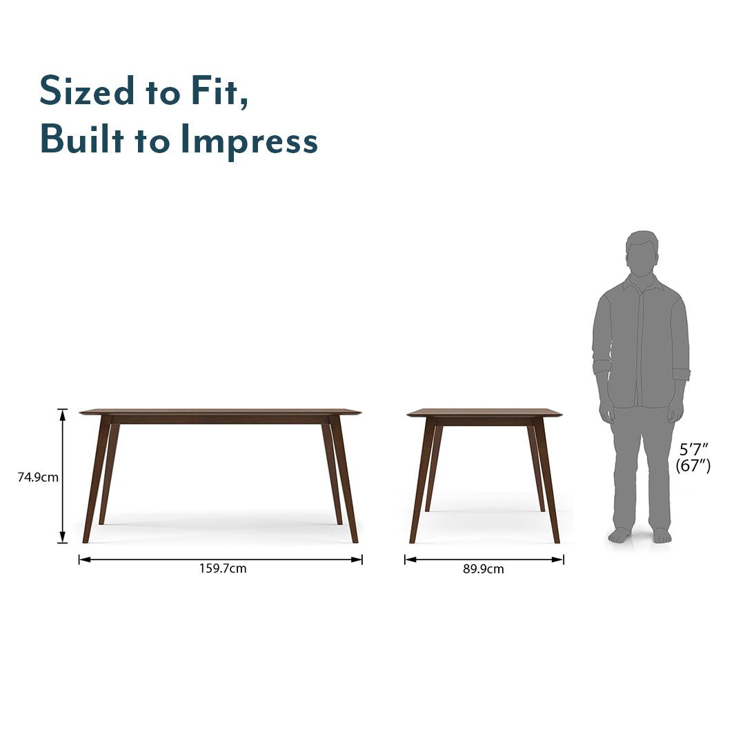 Lawson Solid Wood 6 Seater Dining Table In Walnut Finish