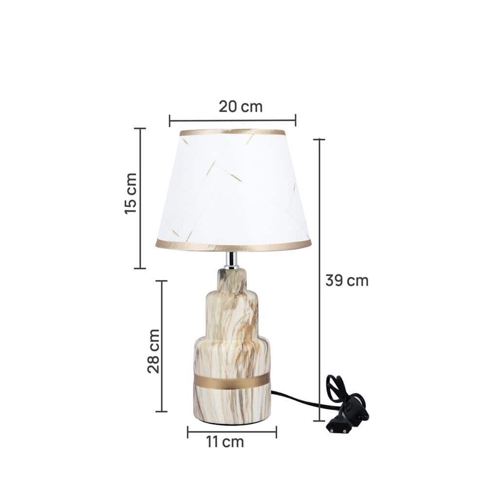 White and Golden Artisanal Table Lamp