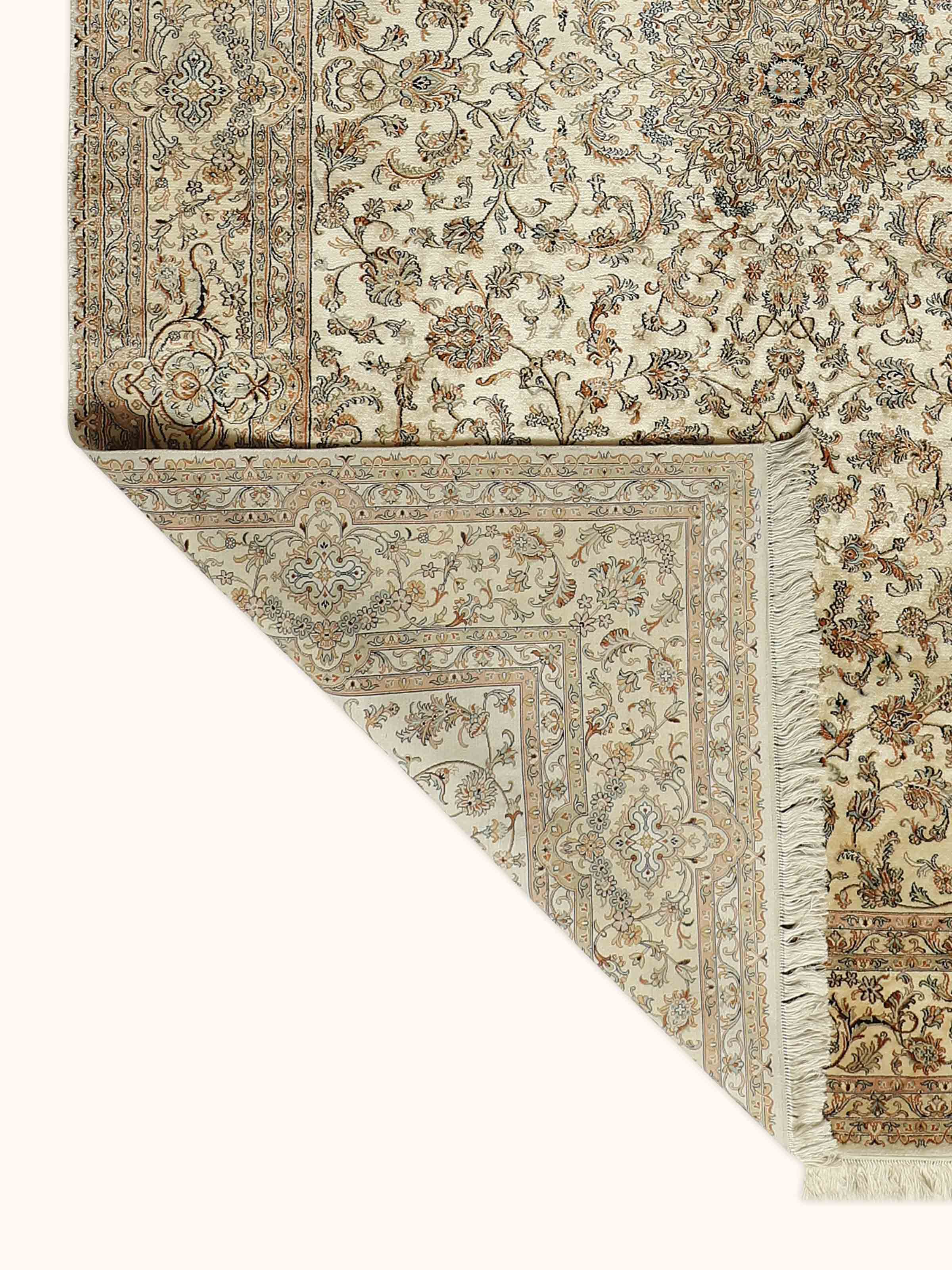 Traditional Persian Kerman Kashmir Silk Hand-knotted Rug