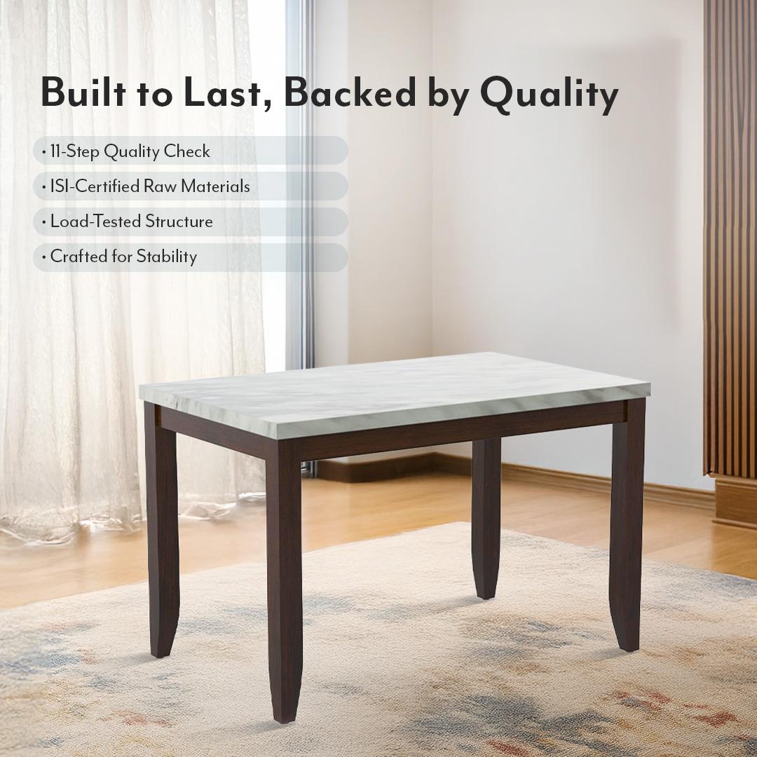 Matteo Stone 4 Seater Dining Table In Dark Walnut Finish