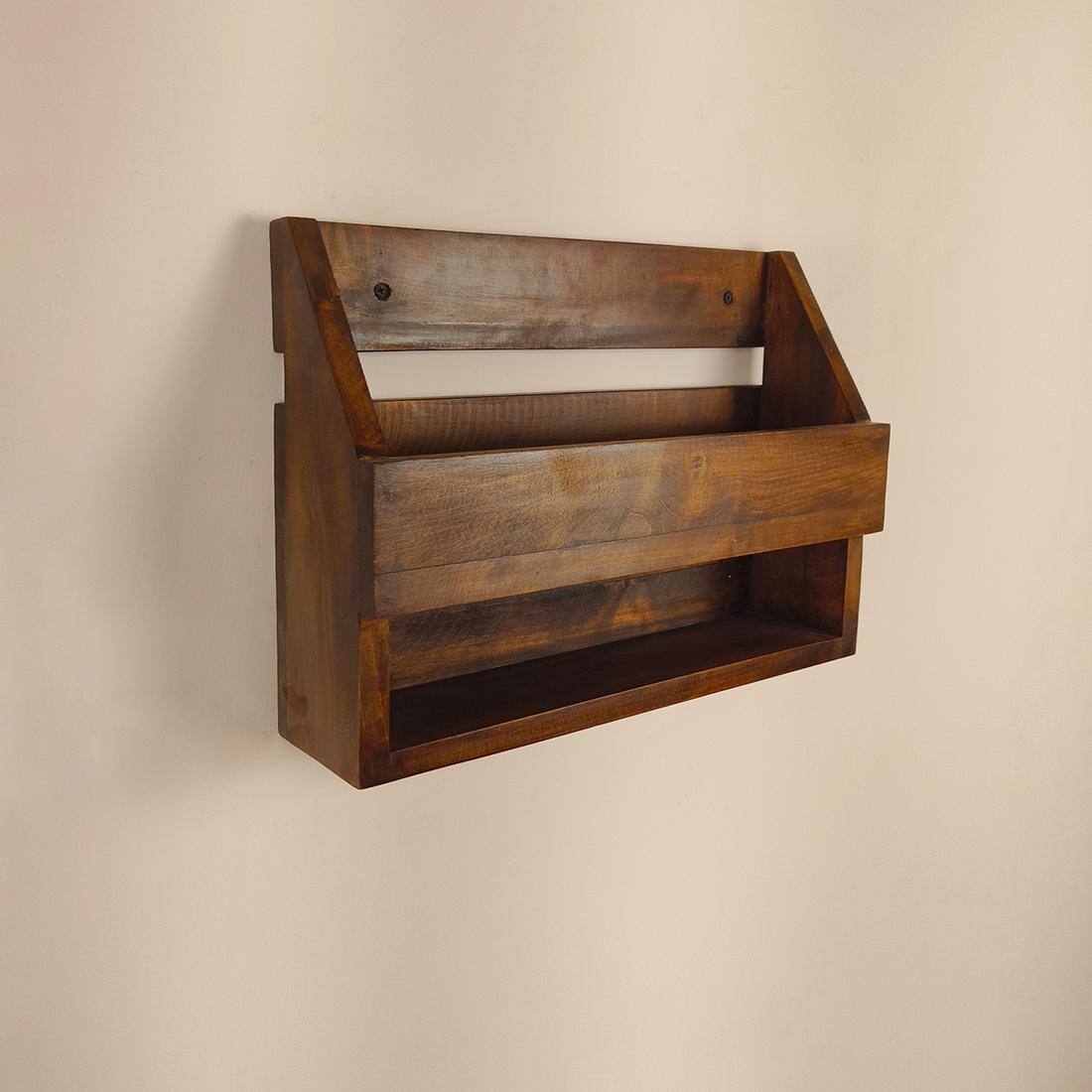 Riverdale Wooden Wall Shelf Organiser With Key Holders