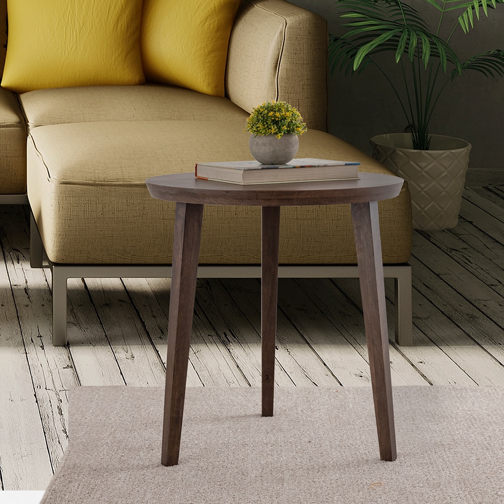 Metalsmith Elegant Side Table – Solid Wood, Walnut Ash Finish (Large)