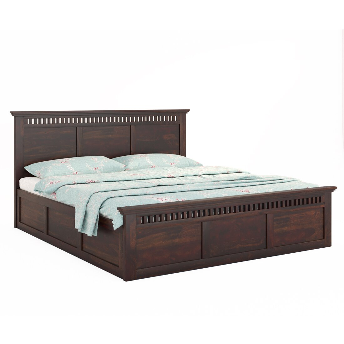 Madhvi Solid Wood Size Bed In Box Storage Bed In Provincial Walnut Finish