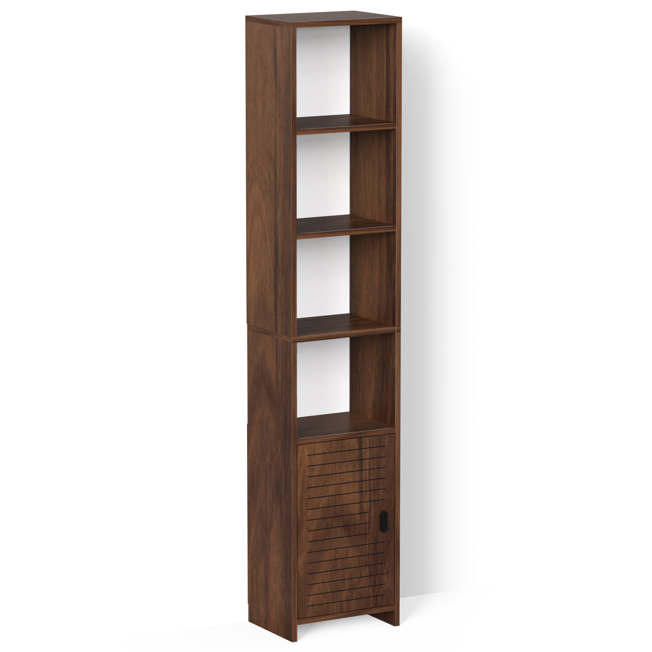 BLUEWUD Barnia Engineered Wood Bookshelf Cabinet Book Rack Organizer with Shelves & Bottom Door for Storage D�cor Display Cabinet Floor Standing for Living Room Home Library (Brown Maple)