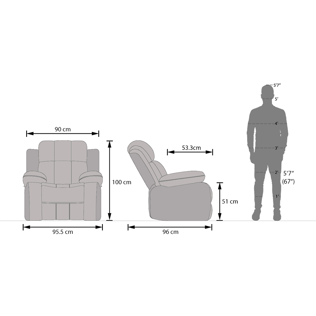 Griffin Single Seater Recliner Ancient Ivory Cream Leatherette
