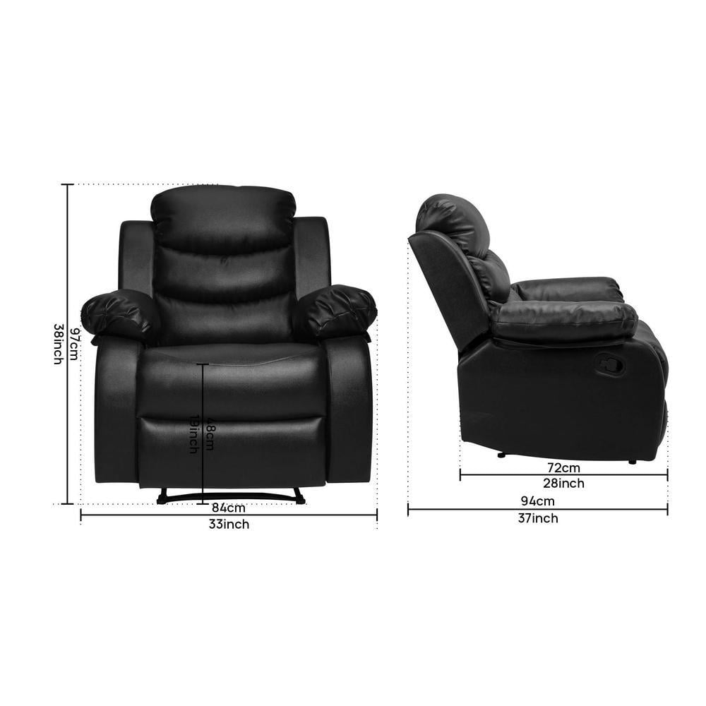 Shine Leatherette One Seater Manual Recliner in Black Colour