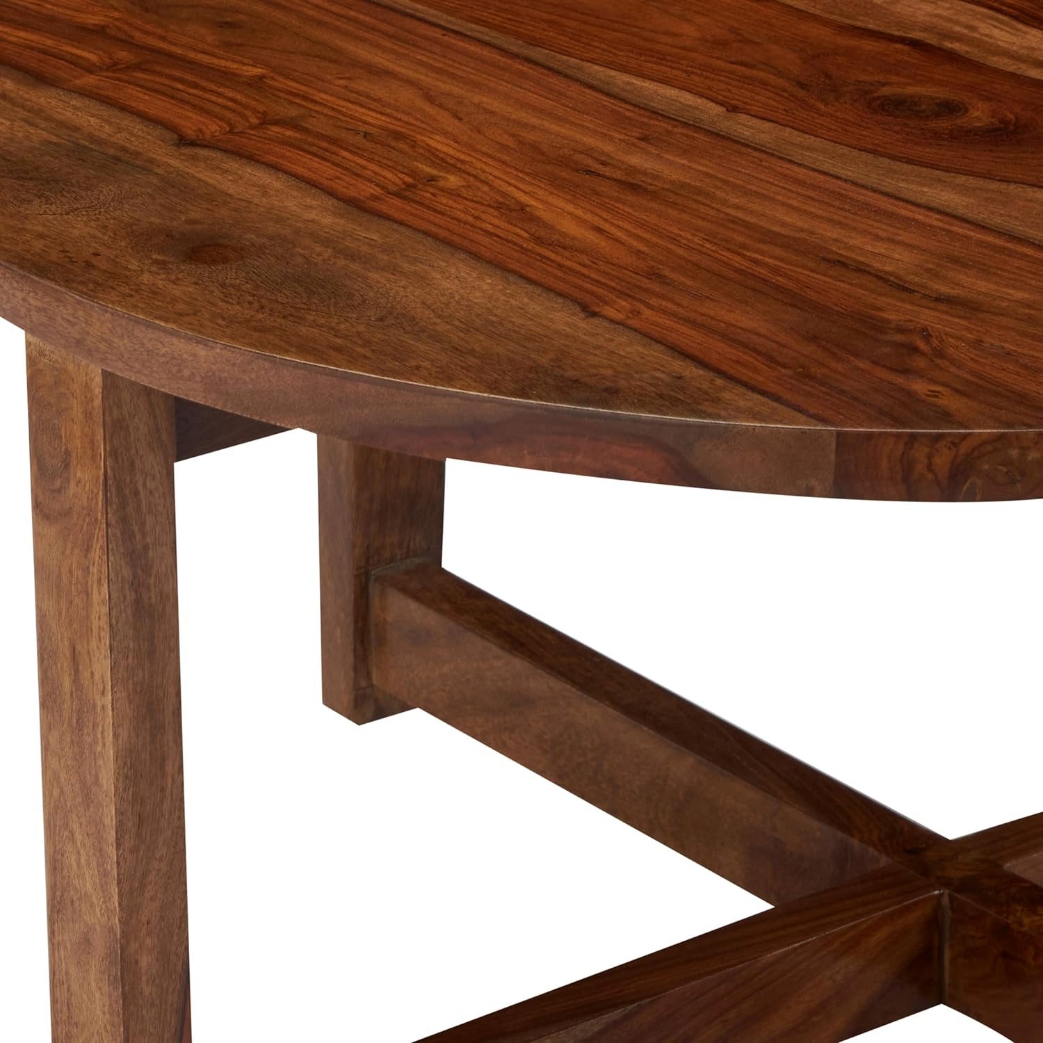 Nashville Sheesham Wood Accent Coffee Table Set With 4 Stools In Natural Teak Finish