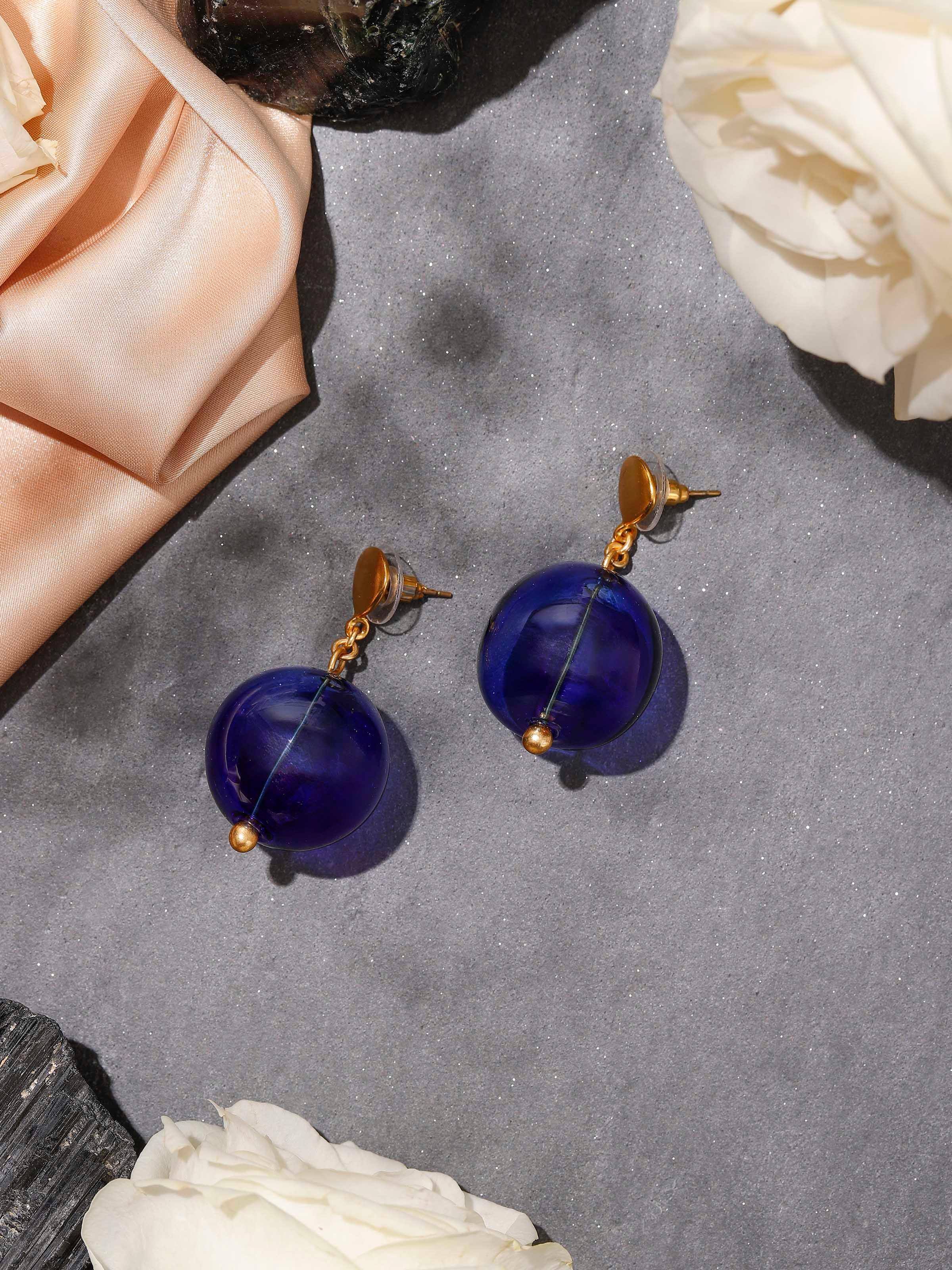 Silver Flame Glass Drop Earrings