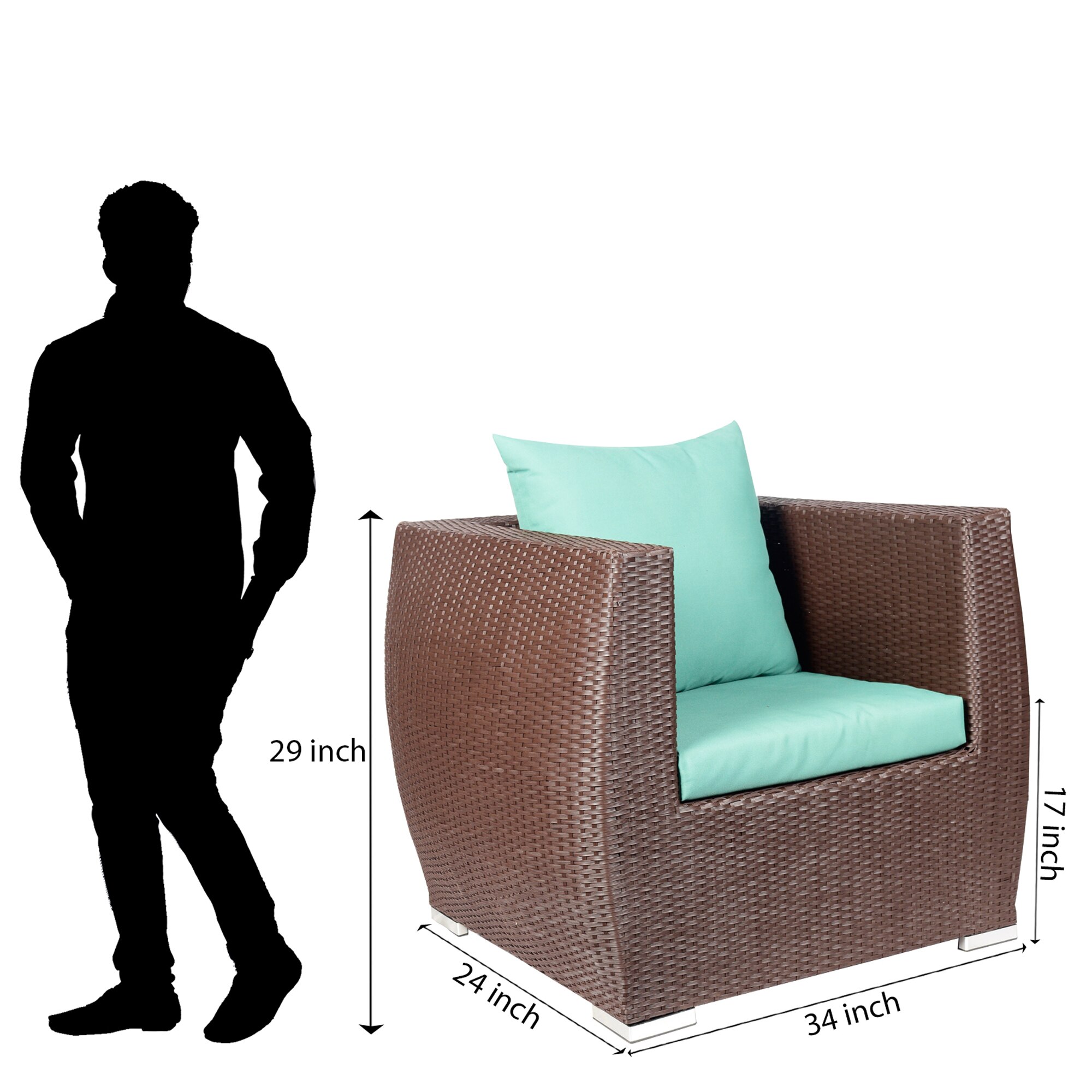 Nantes 3+1+1 Seater Wicker Sofa Set in Brown Colour