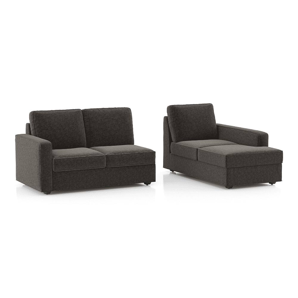 Apollo Sofa (Colour : Smoke, Cushion : Soft, Back Type : Regular, Seating Capacity : Right Aligned 2 Seater + Right Aligned Chaise)