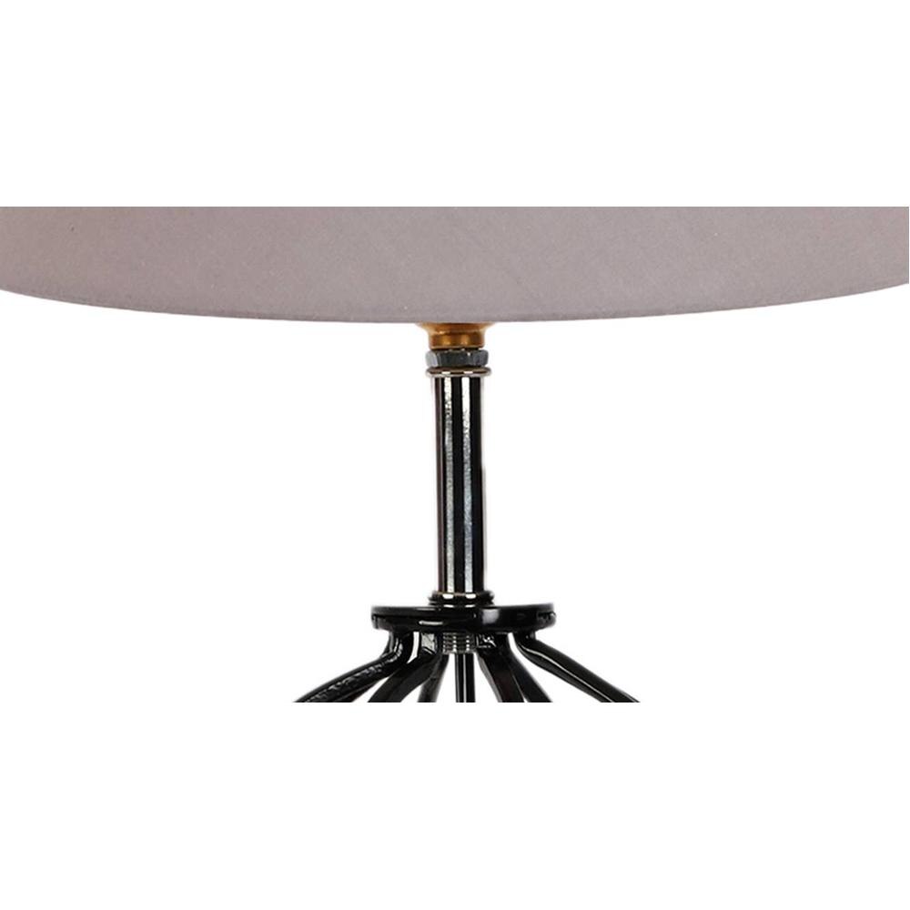 Adriana Grey cotton Table lamp with Wood & Iron Base