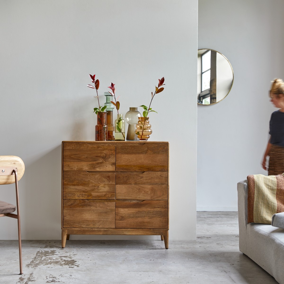 Gabrielle Solid Wood 6 Drawer in Natural Finish - Woodenmood