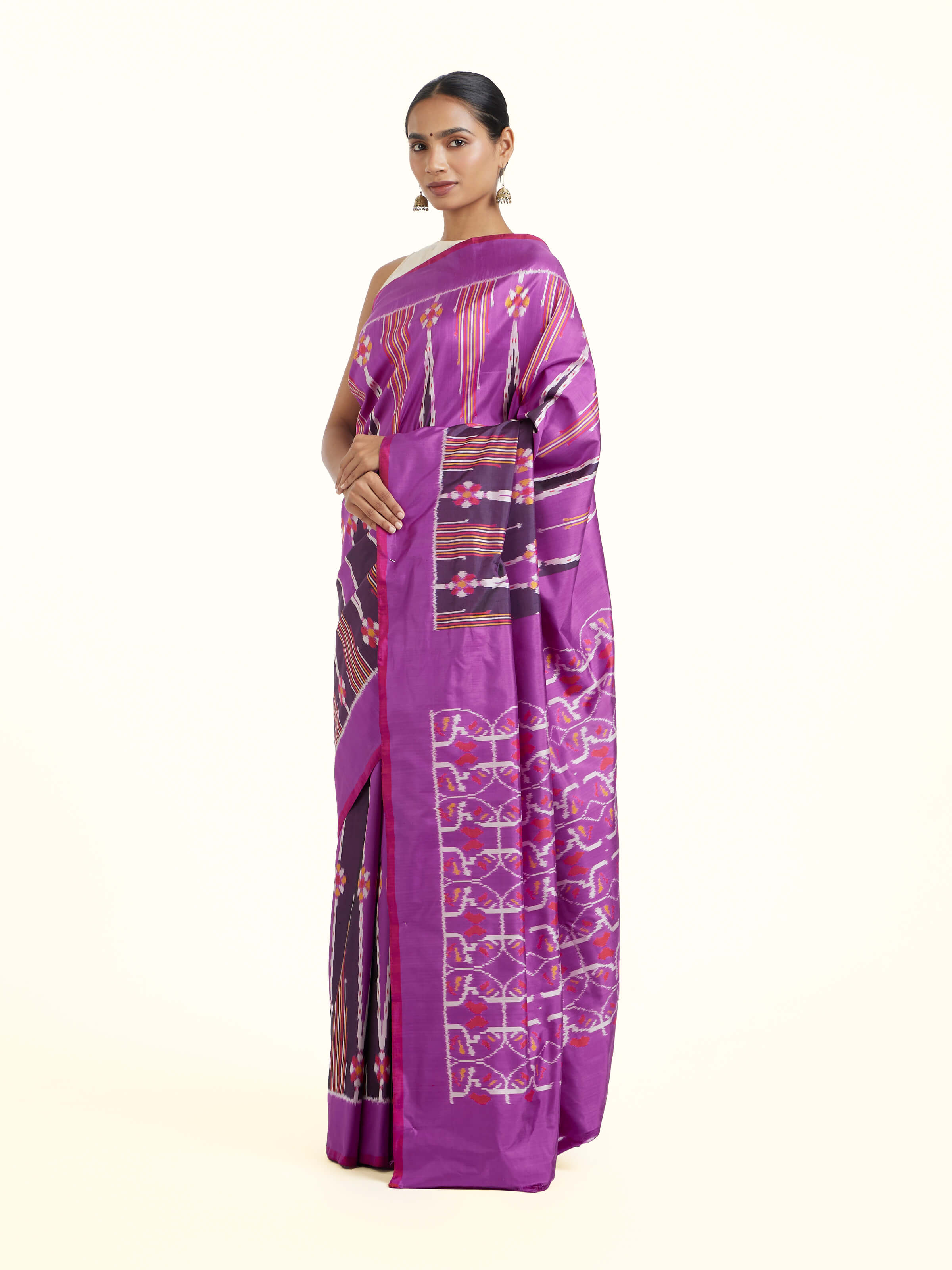 Purple Pochampally Single Ikat Saree