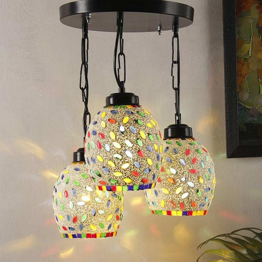 Phillip Multicolour Glass Cluster Hanging Light - Devansh