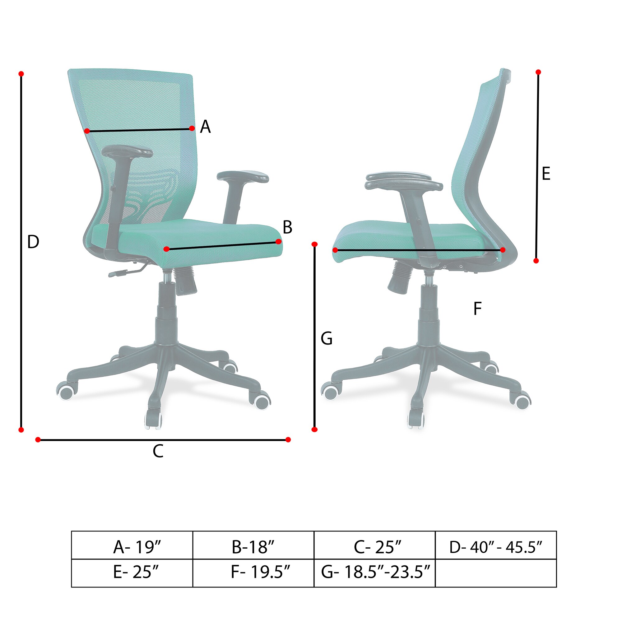 Ebeaony Mid Back Ergonomic Chair in Dark Green Colour
