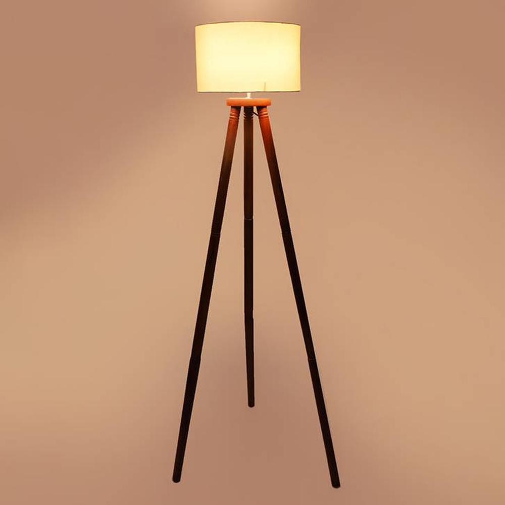 Xander White Cotton Shade Floor Lamp