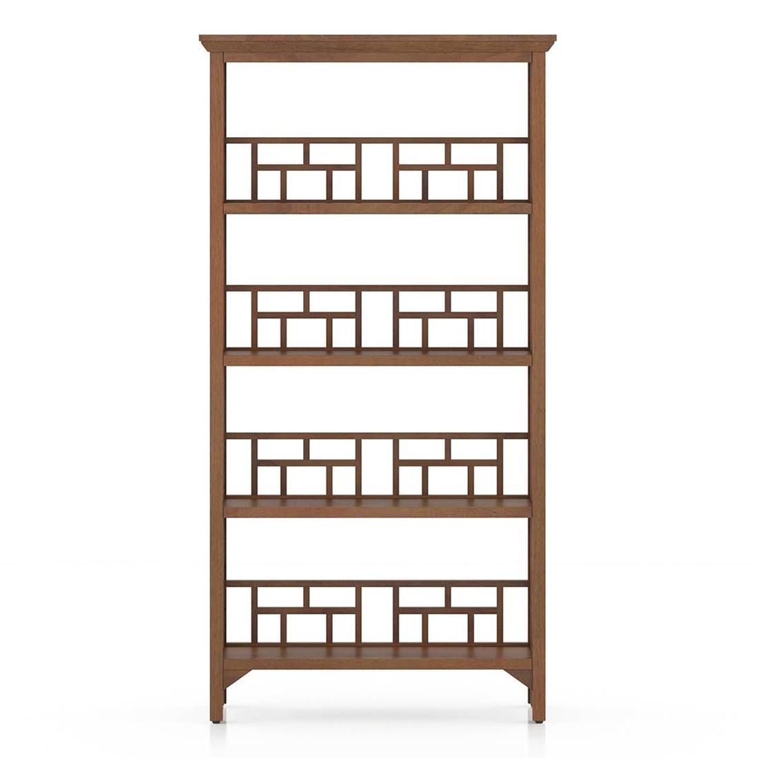 Enid Solid Wood Bookshelf in Amber Walnut Finish