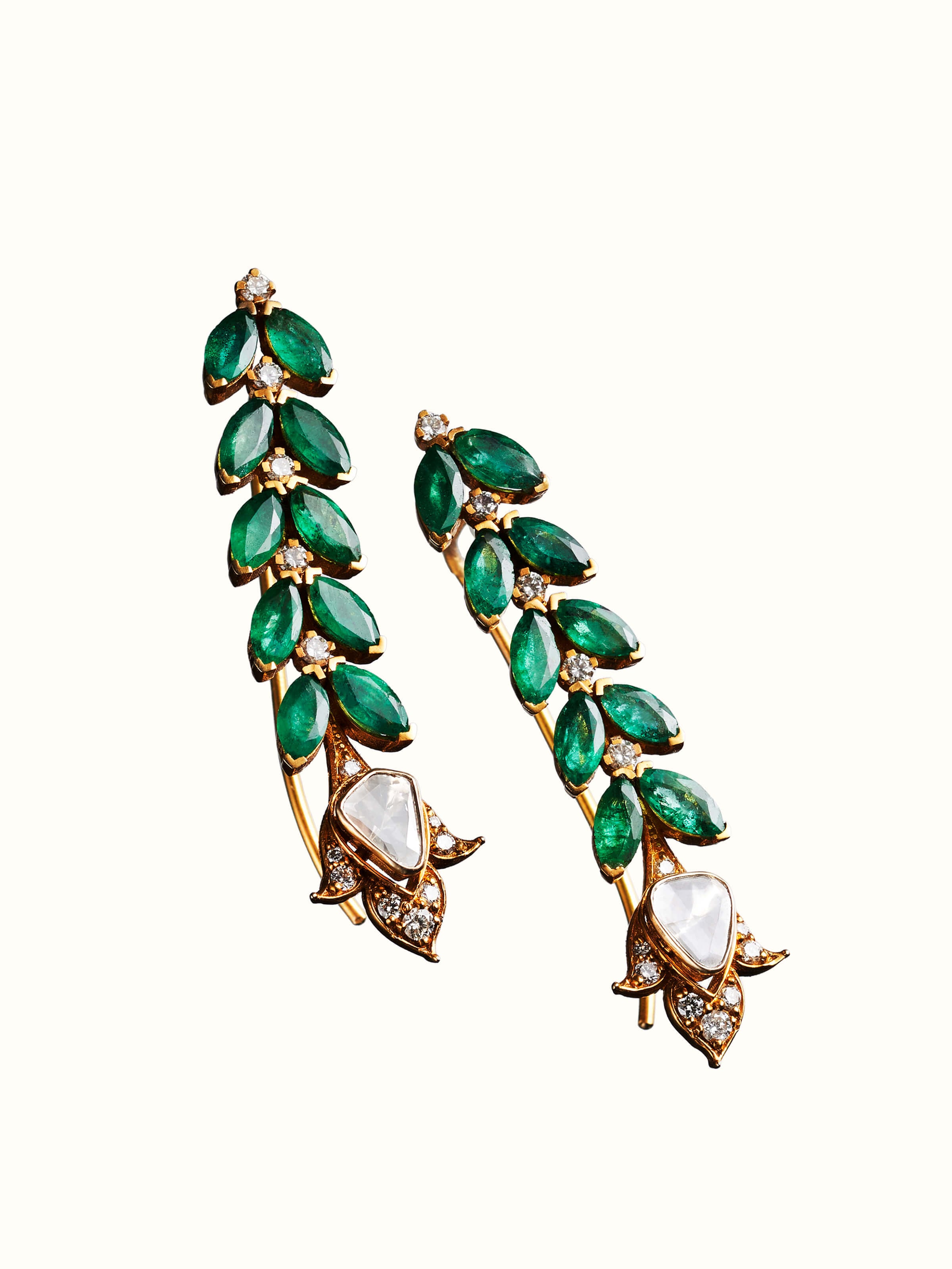 Dank Polki 14 Karat Gold Drop Earrings