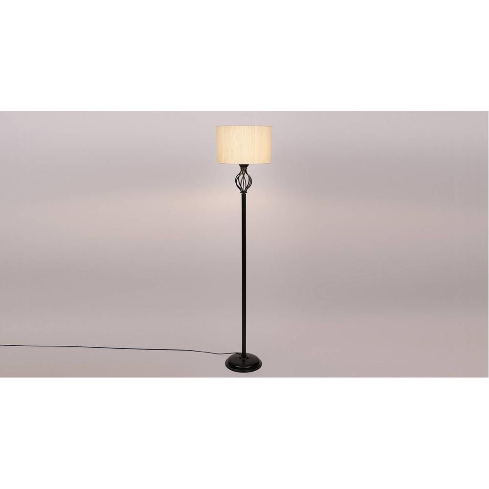 Haley Black Cotton Shade Floor Lamp