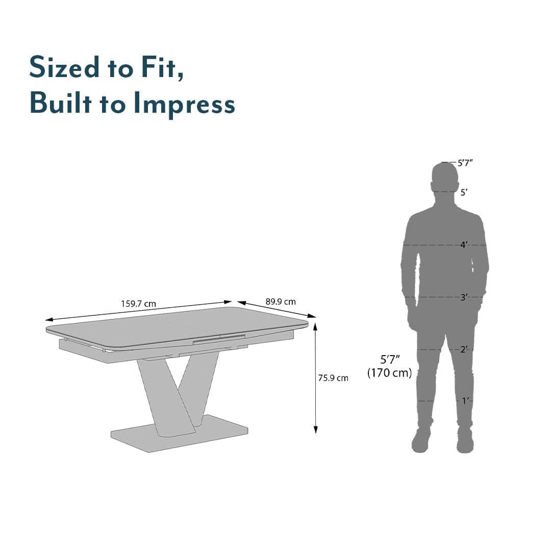 Caribu Glass 6 To 8 Seater Extendable Dining Table In White High Gloss Finish