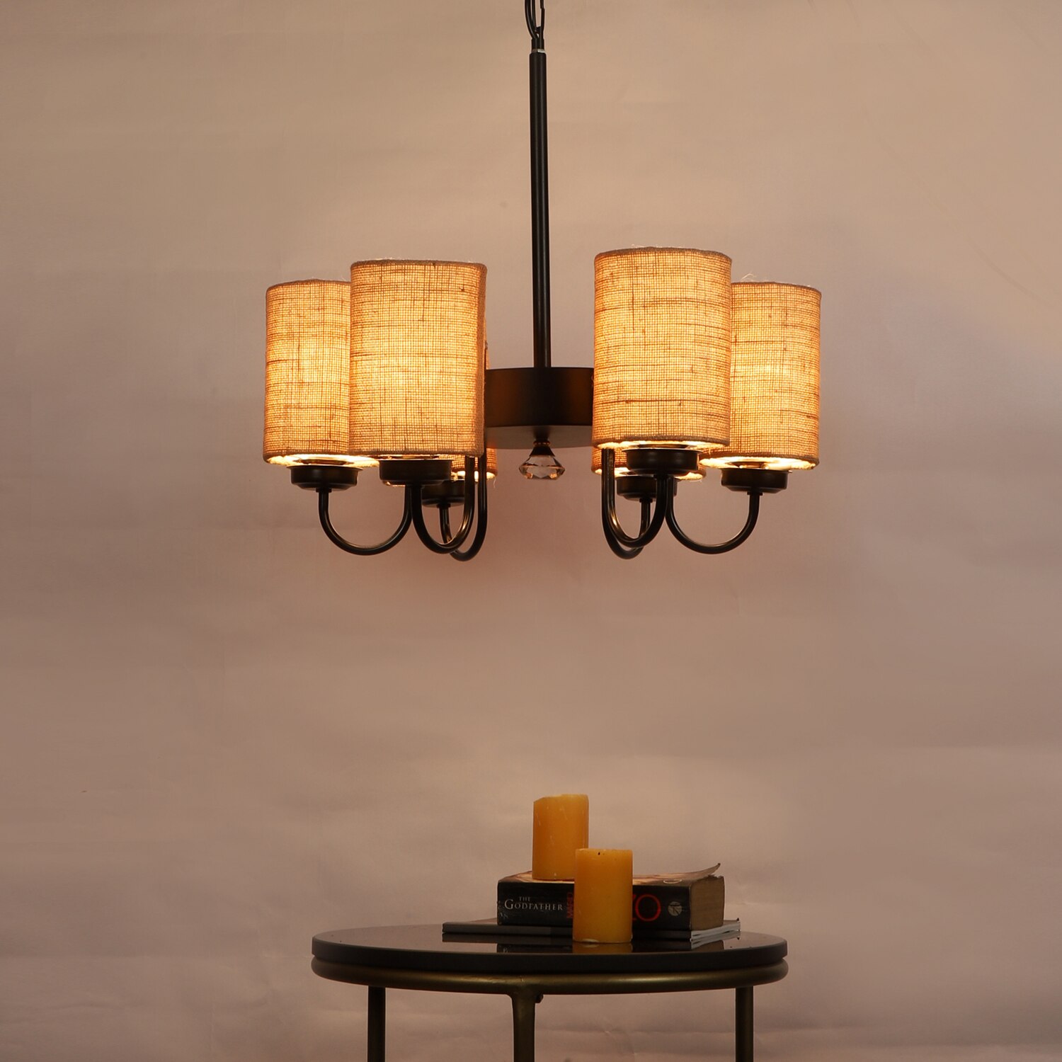 Devansh Dual Black Wallmounted Lamp With Cotton Black Shade