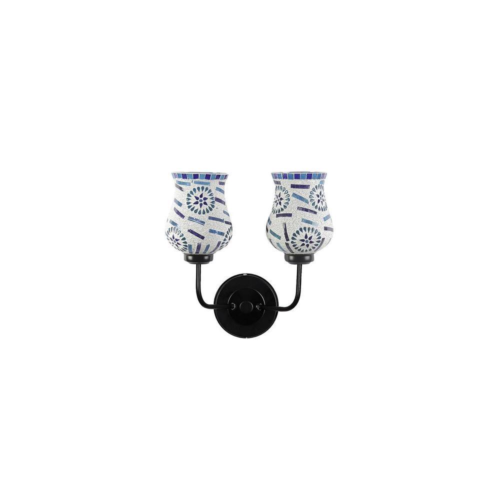 Aerilyn Dual Multicolor Mosaic Glass Wall Mounted Lamp with Iron Base